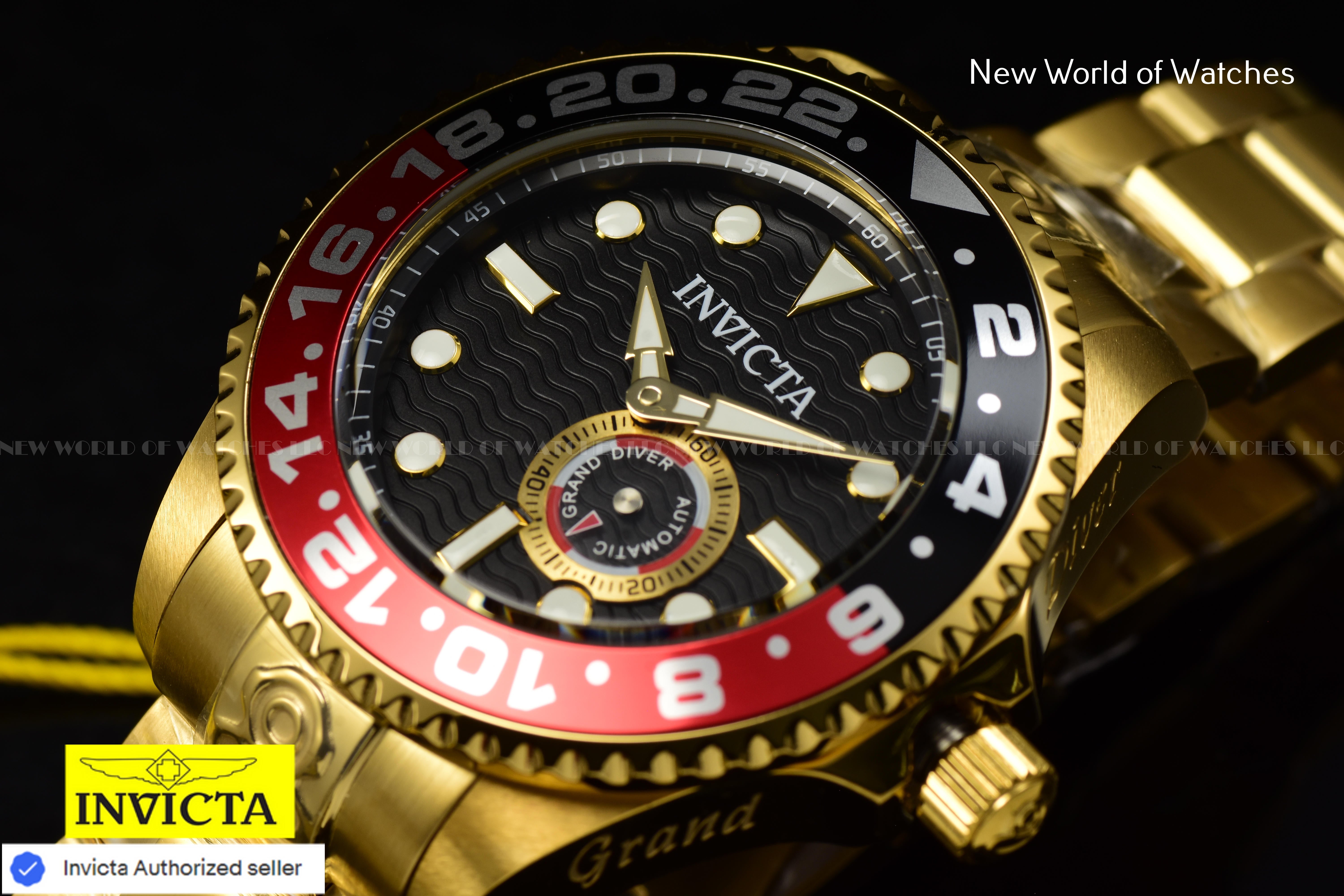 Invicta Men's GRAND DIVER 47mm COKE BEZEL Gold Stainless Steel Automatic Watch