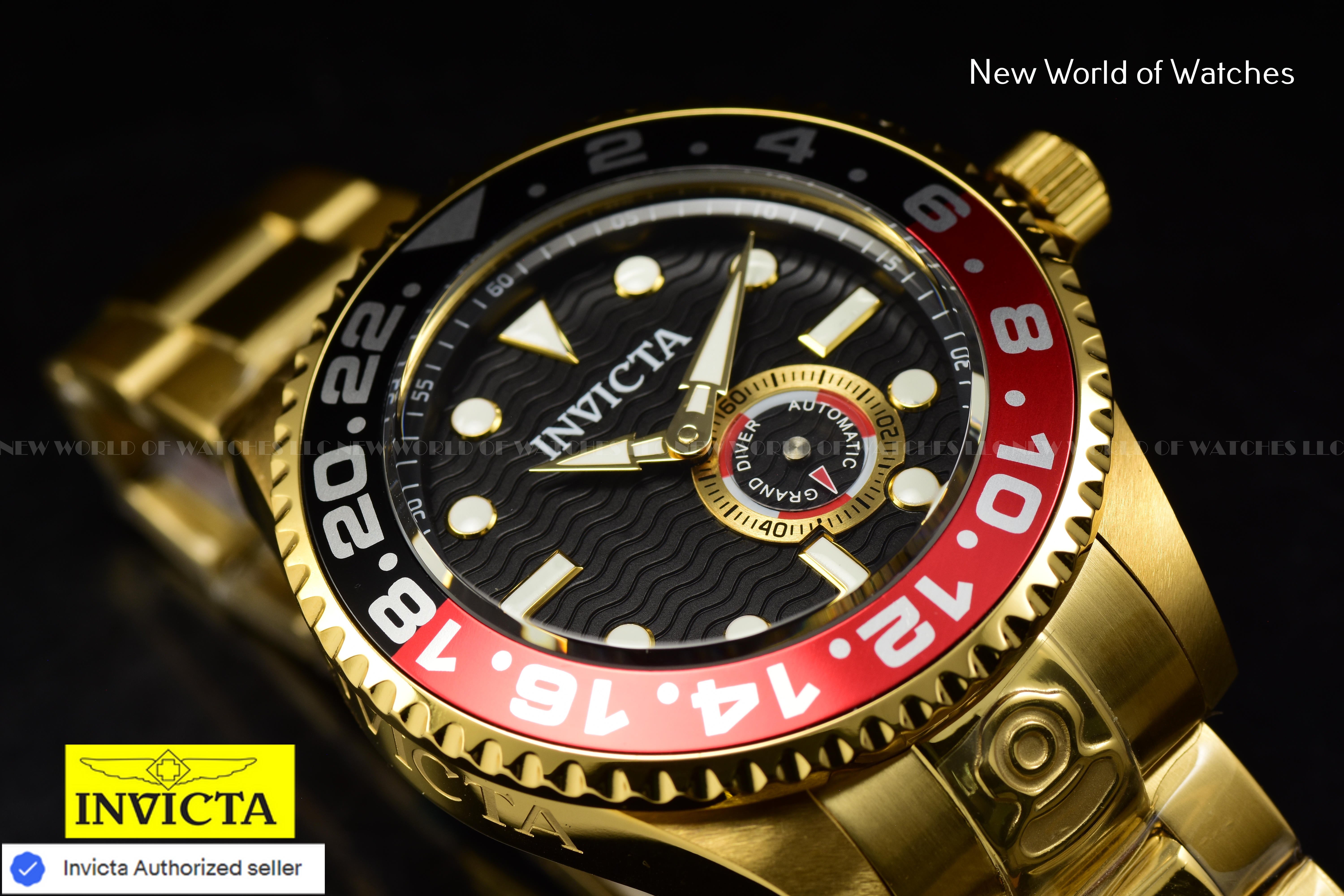 Invicta Men's GRAND DIVER 47mm COKE BEZEL Gold Stainless Steel Automatic Watch