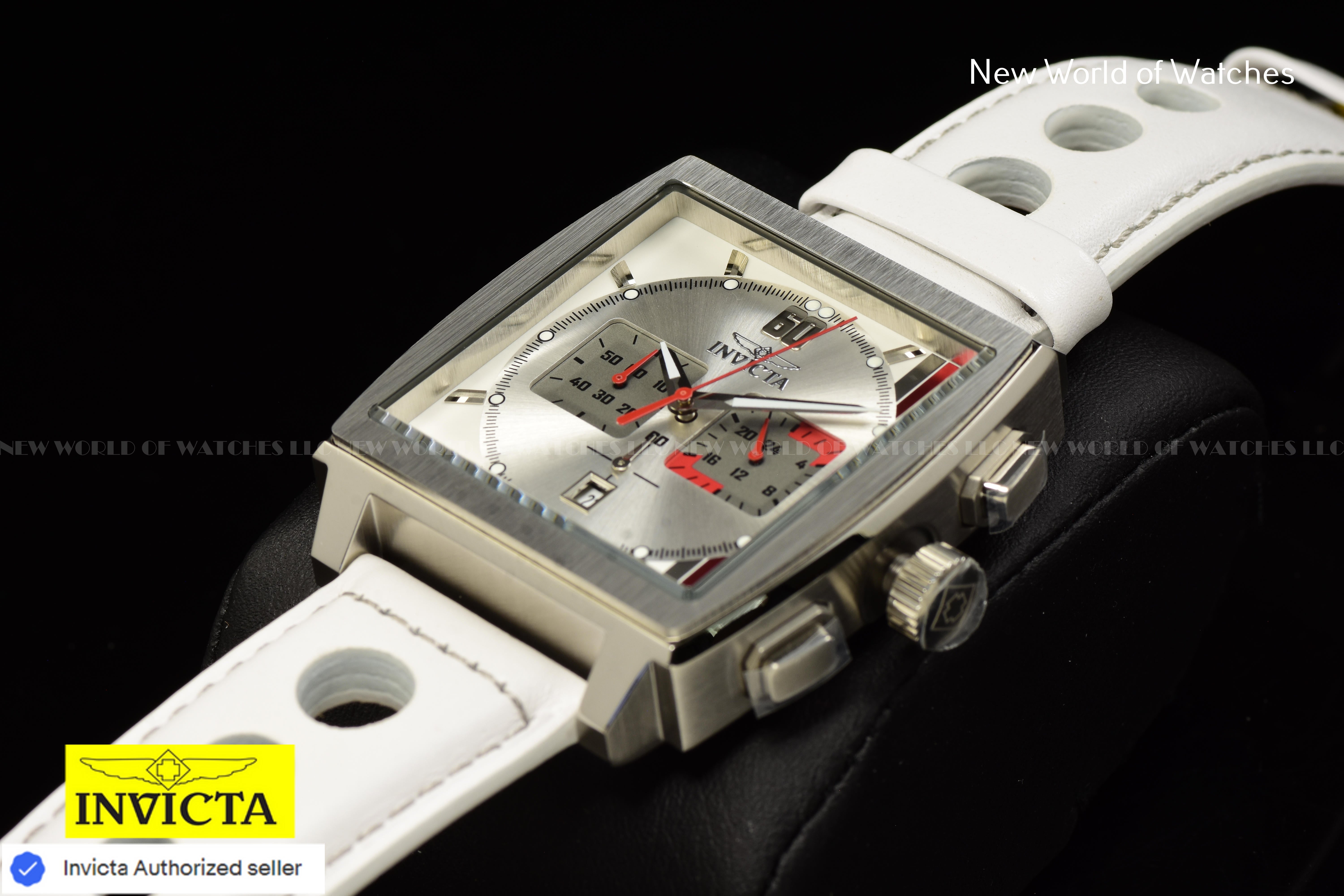 Invicta Men S1 Rally Multicolor Dial Chronograph Quartz 45mm White Leather Watch
