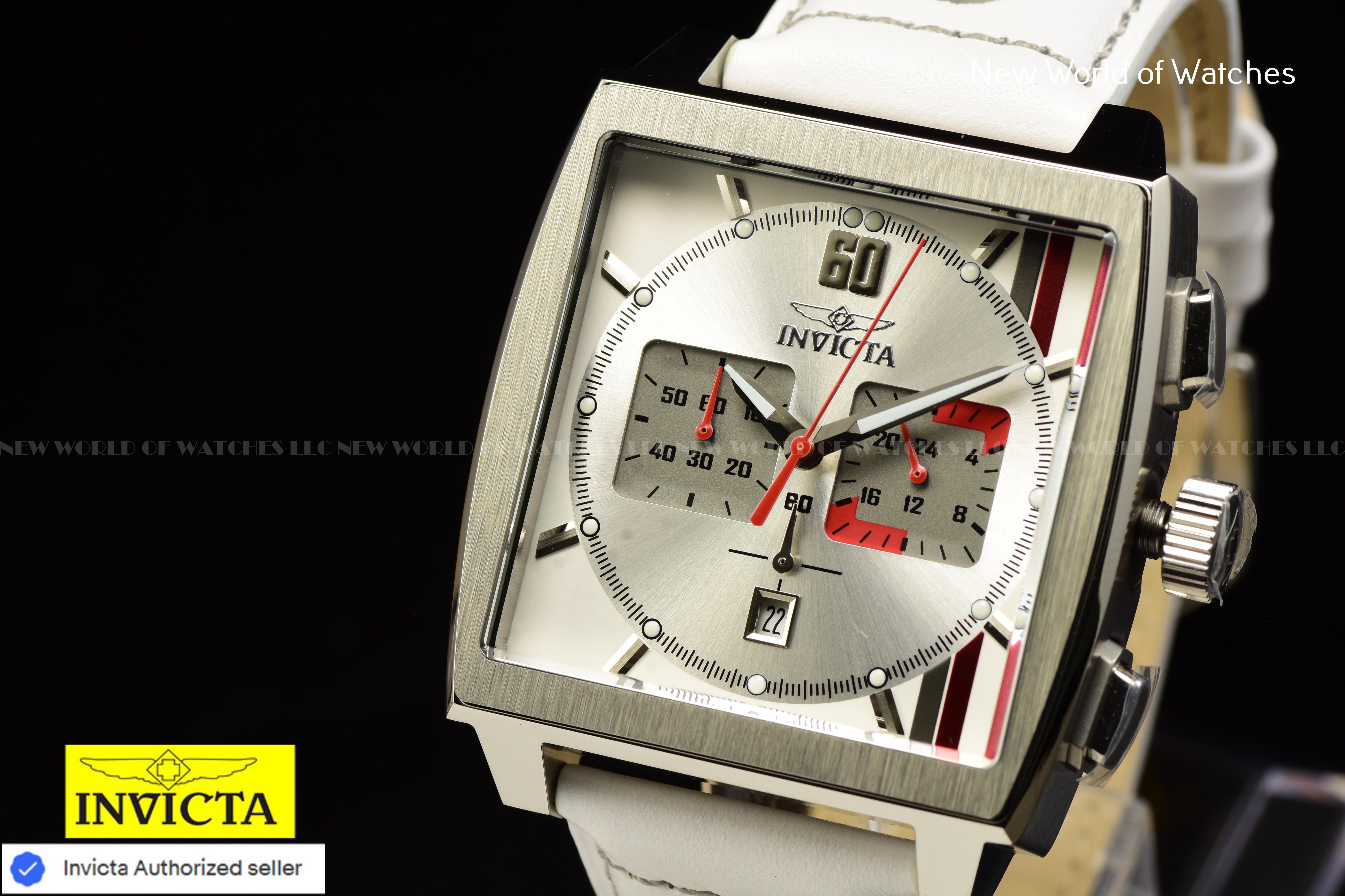 Invicta Men S1 Rally Multicolor Dial Chronograph Quartz 45mm White Leather Watch