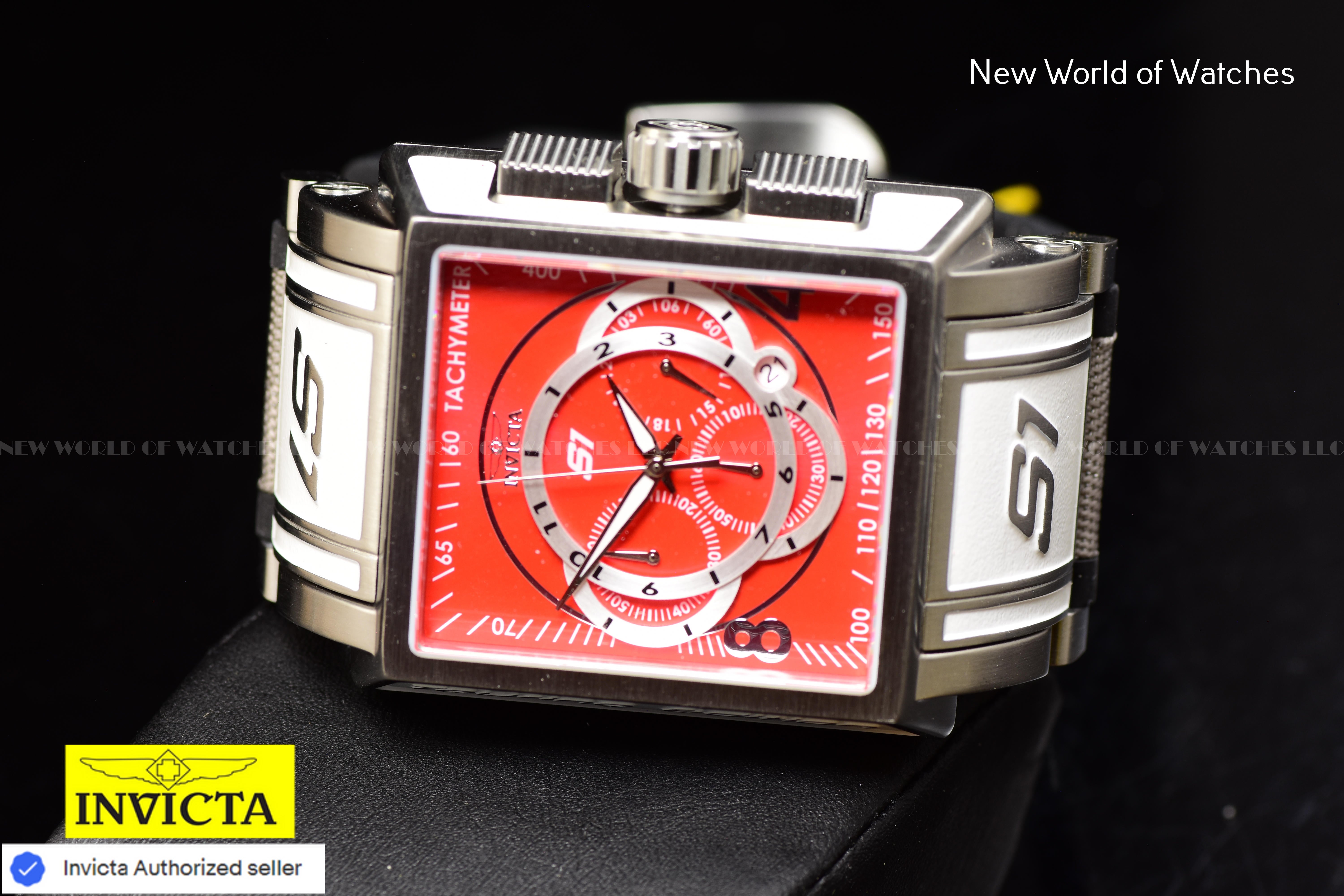 NEW Invicta S1 Rally  RED/SILVER 44mm Chronograp Polyurethane/ Nylon Strap Watch