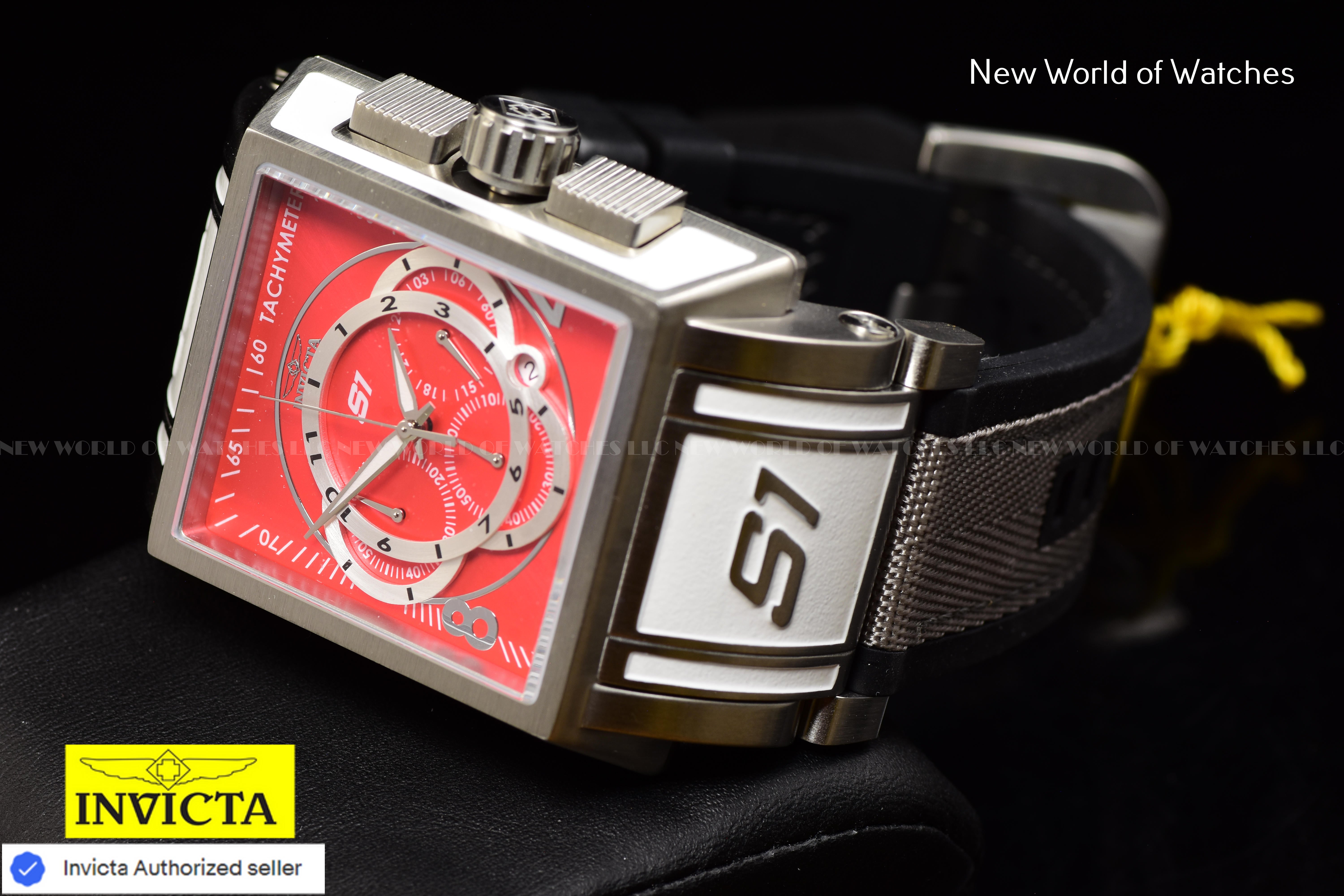 NEW Invicta S1 Rally  RED/SILVER 44mm Chronograp Polyurethane/ Nylon Strap Watch