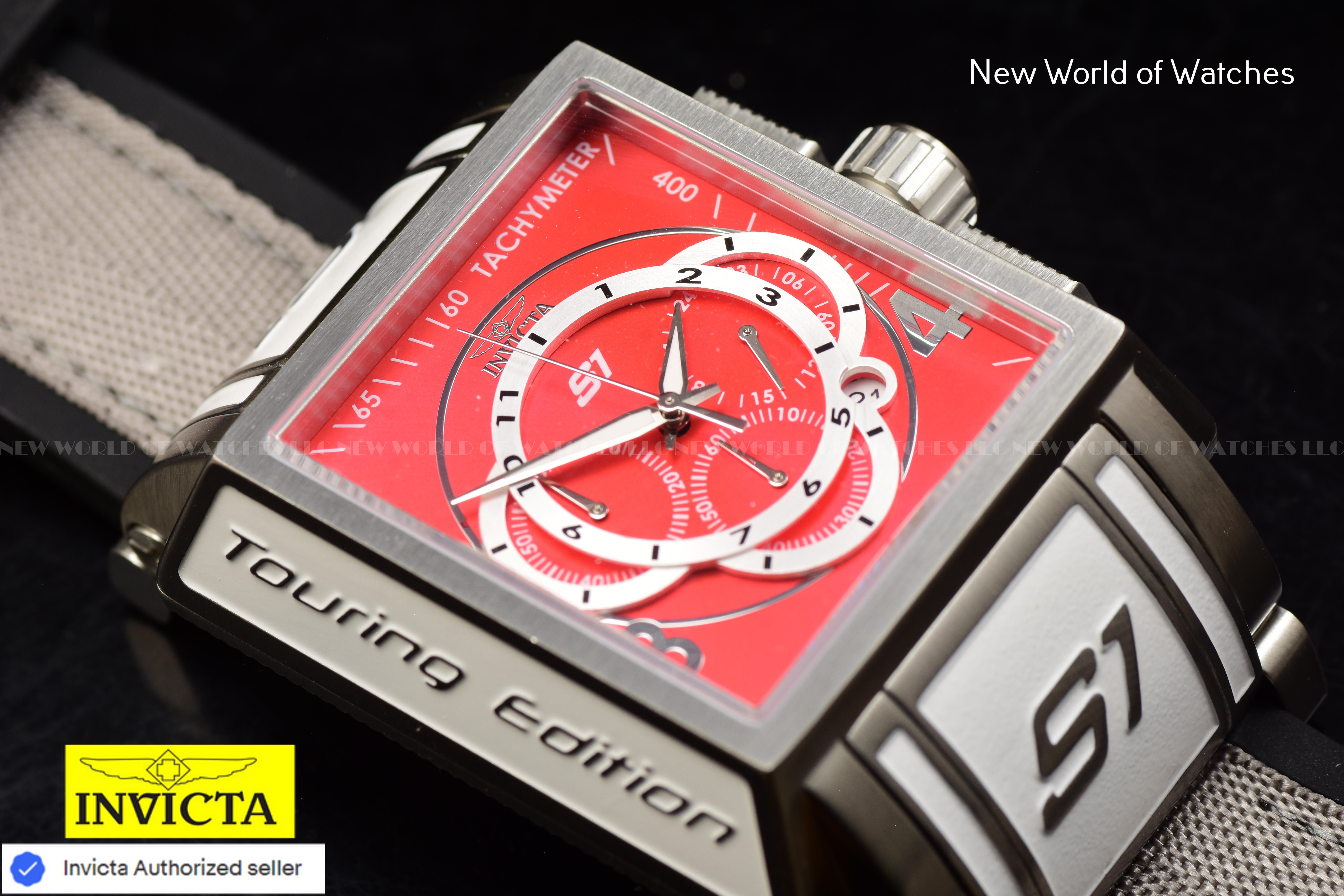 NEW Invicta S1 Rally  RED/SILVER 44mm Chronograp Polyurethane/ Nylon Strap Watch