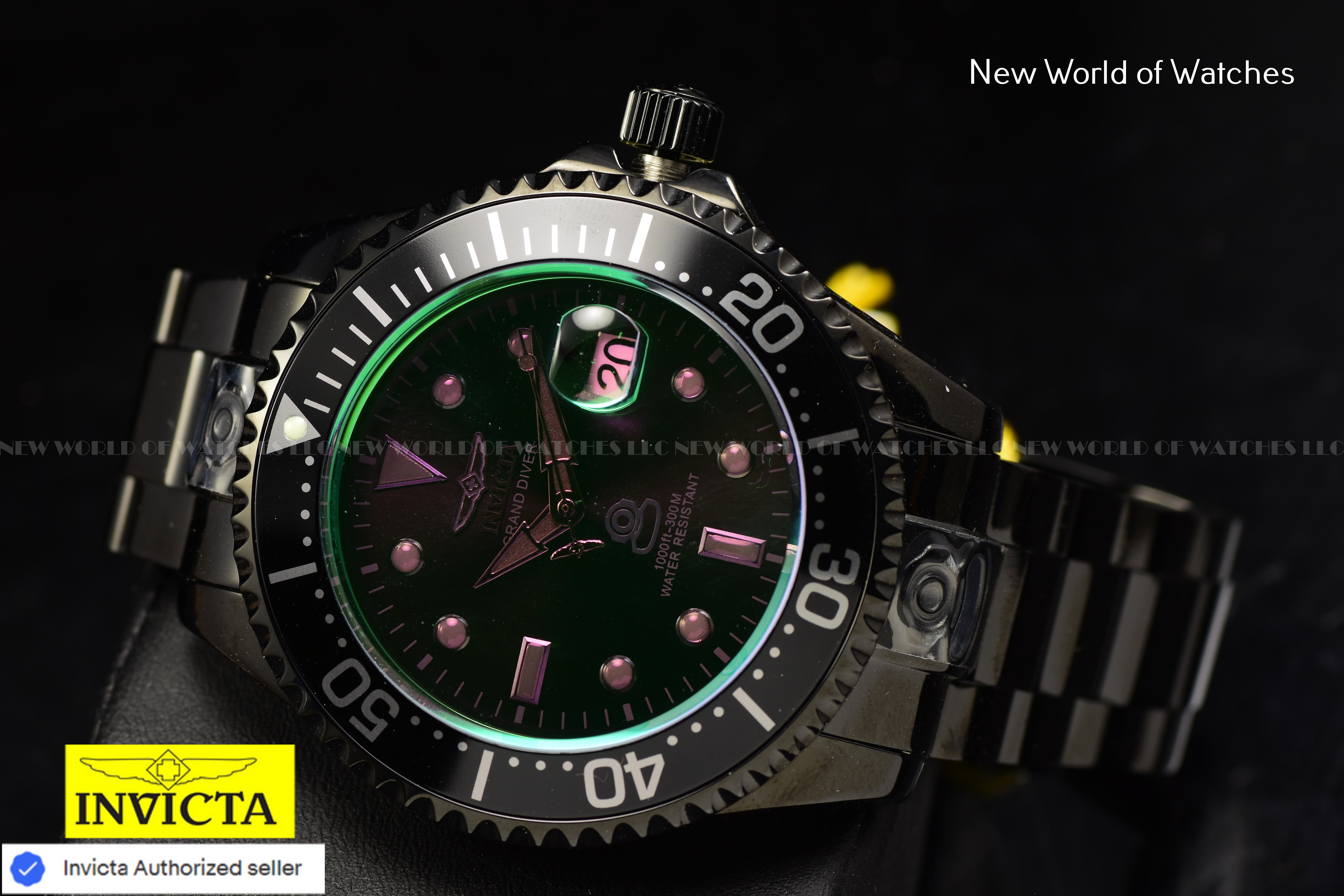 NEW Invicta Men GRAND DIVER 47mm NH35 AUTOMATIC GREEN TINTED DIal SS Watch