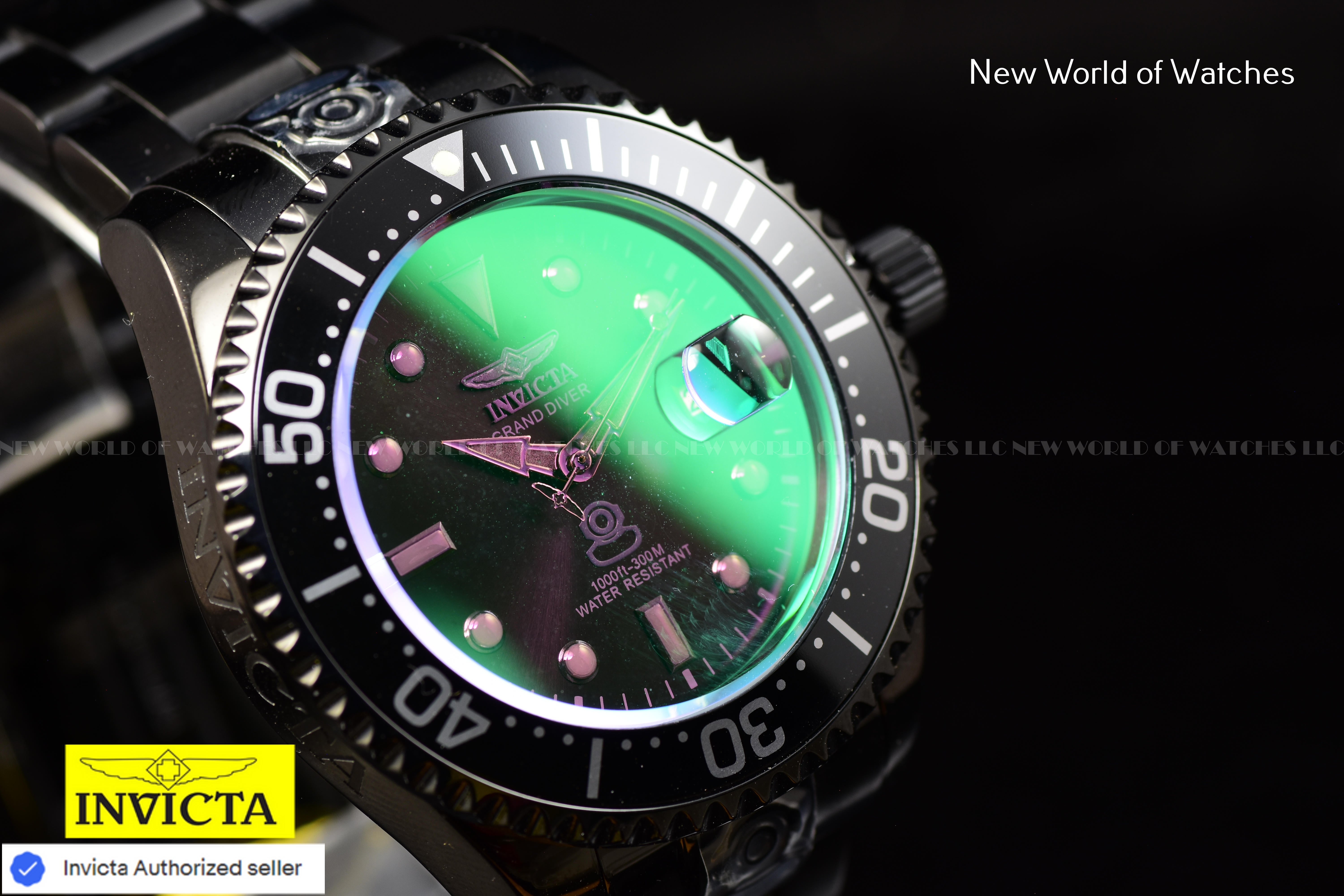 NEW Invicta Men GRAND DIVER 47mm NH35 AUTOMATIC GREEN TINTED DIal SS Watch