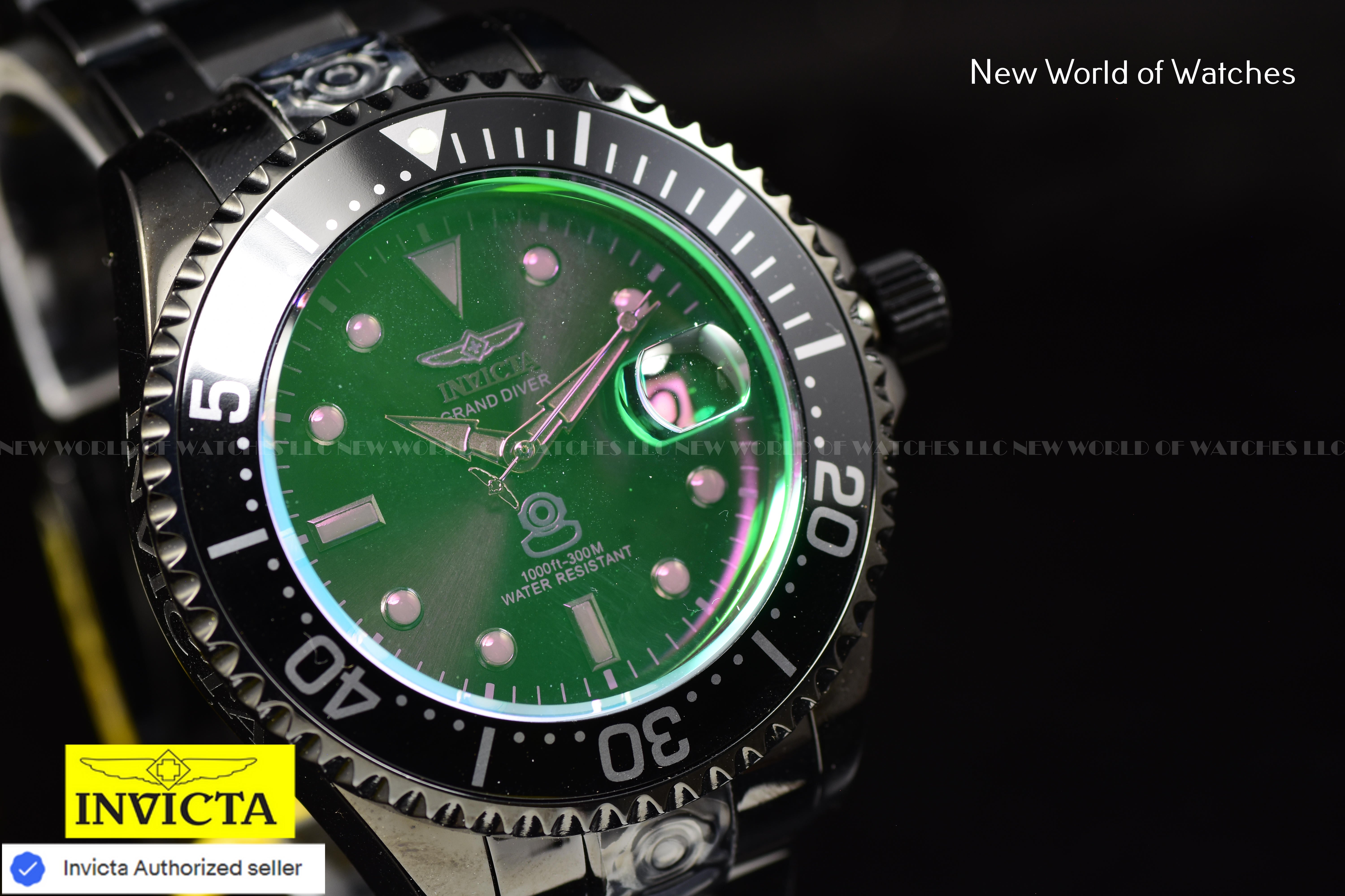 NEW Invicta Men GRAND DIVER 47mm NH35 AUTOMATIC GREEN TINTED DIal SS Watch