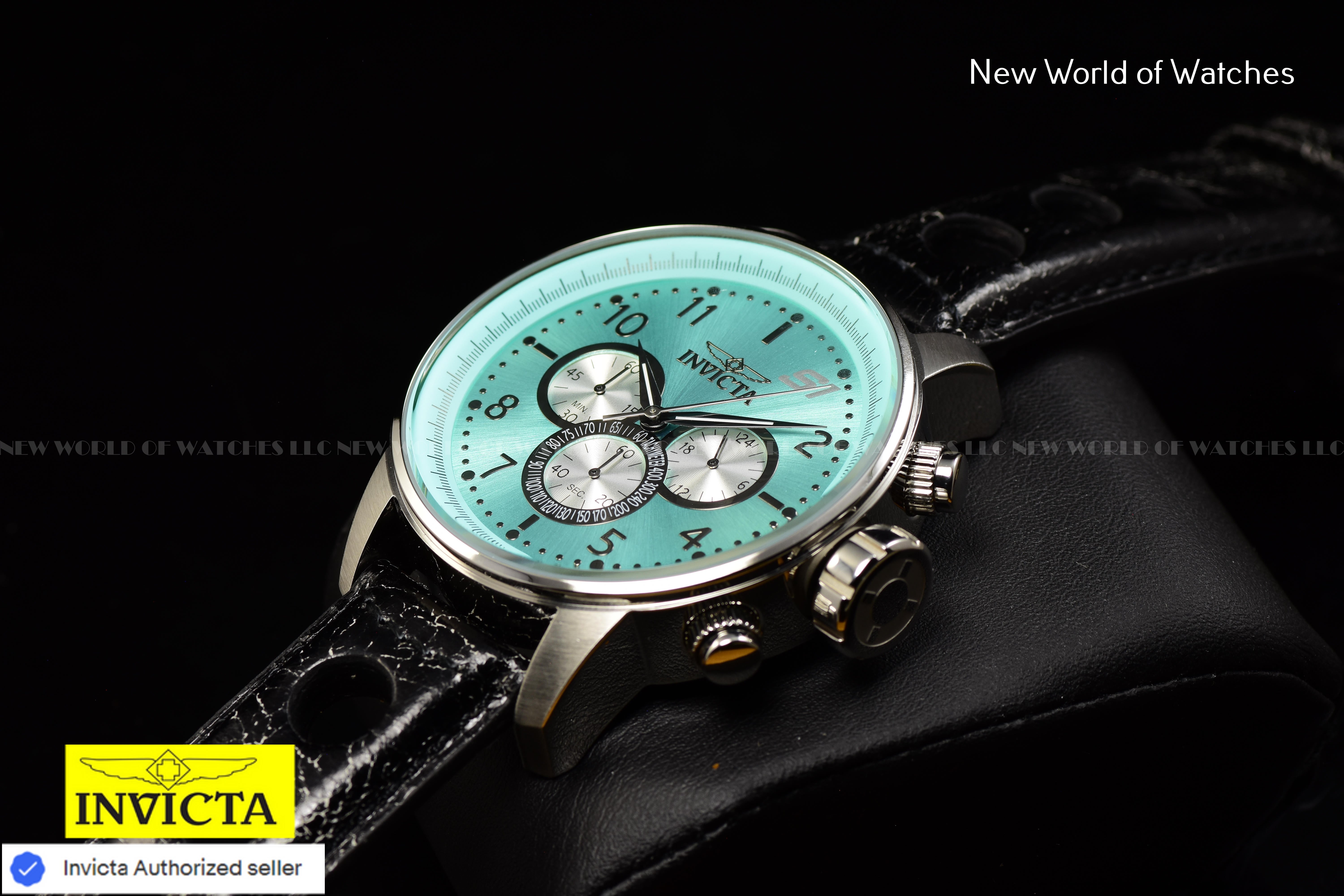 NEW Invicta Men's 48mm S1 RALLY GPX Chronograph TURQUOISE DIAL Leather SS Watch