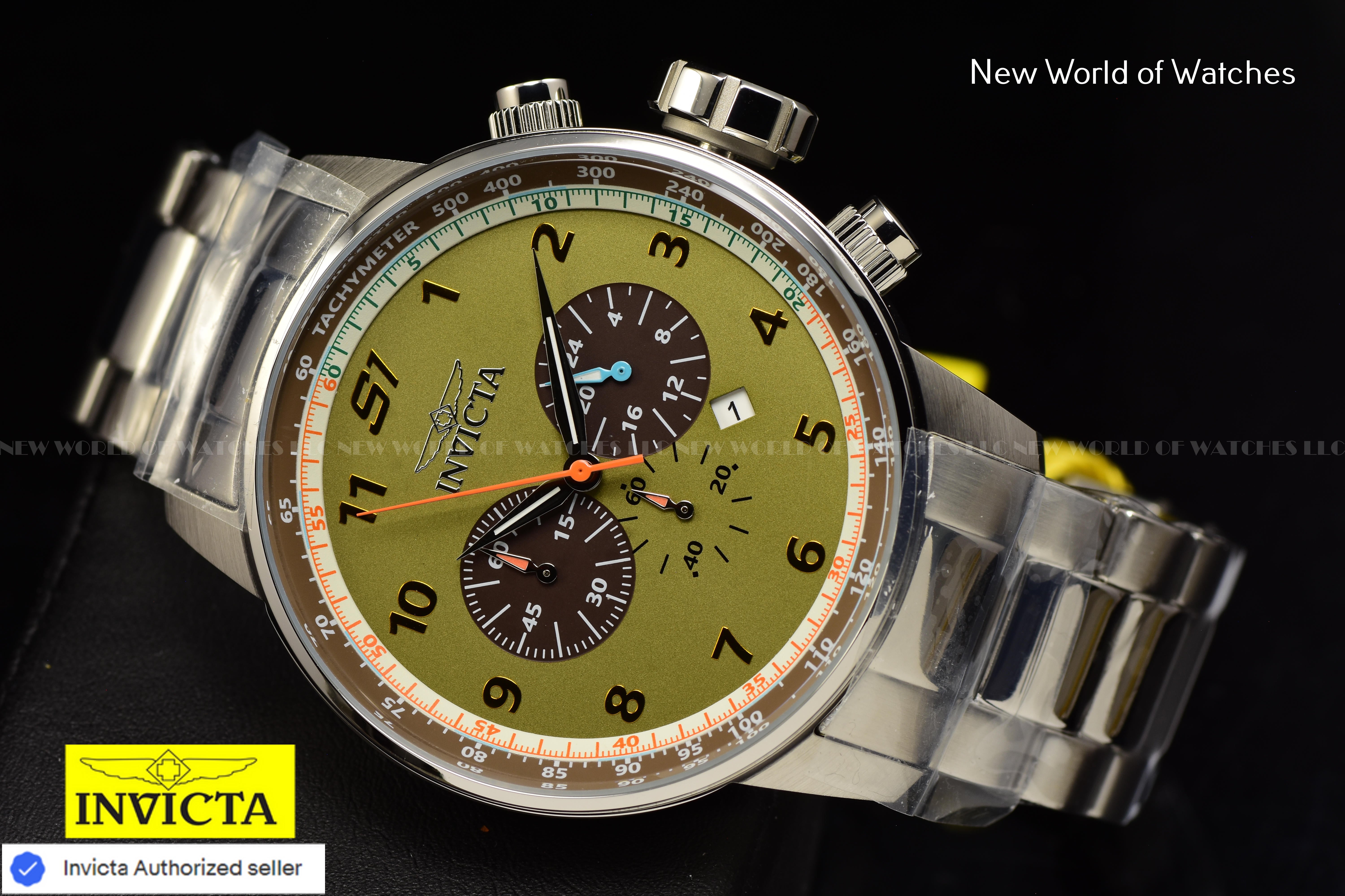 Invicta Men's S1 Rally 48mm KHAKI Green Dial Quartz Stainless Steel Watch 44951
