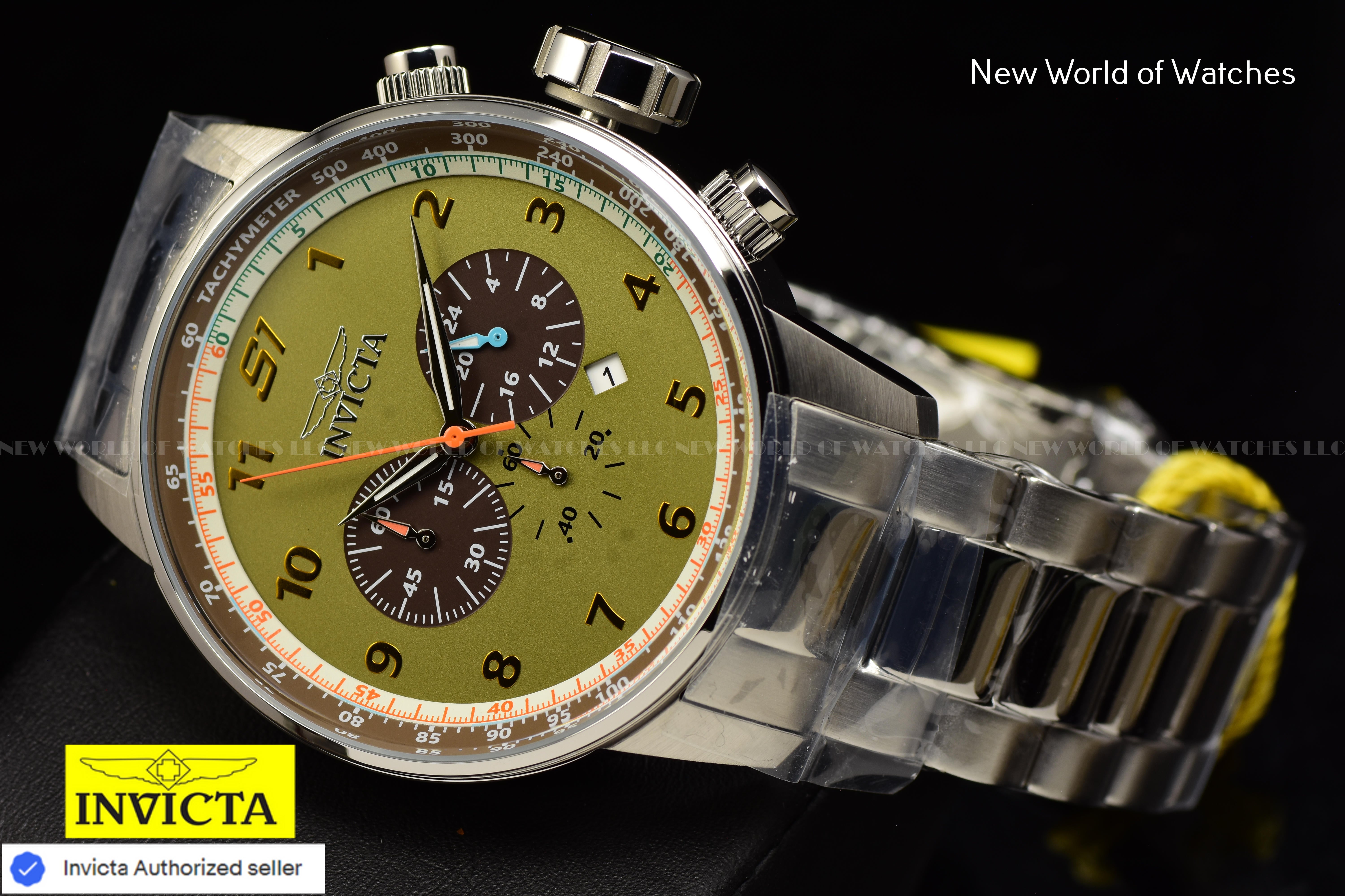Invicta Men's S1 Rally 48mm KHAKI Green Dial Quartz Stainless Steel Watch 44951