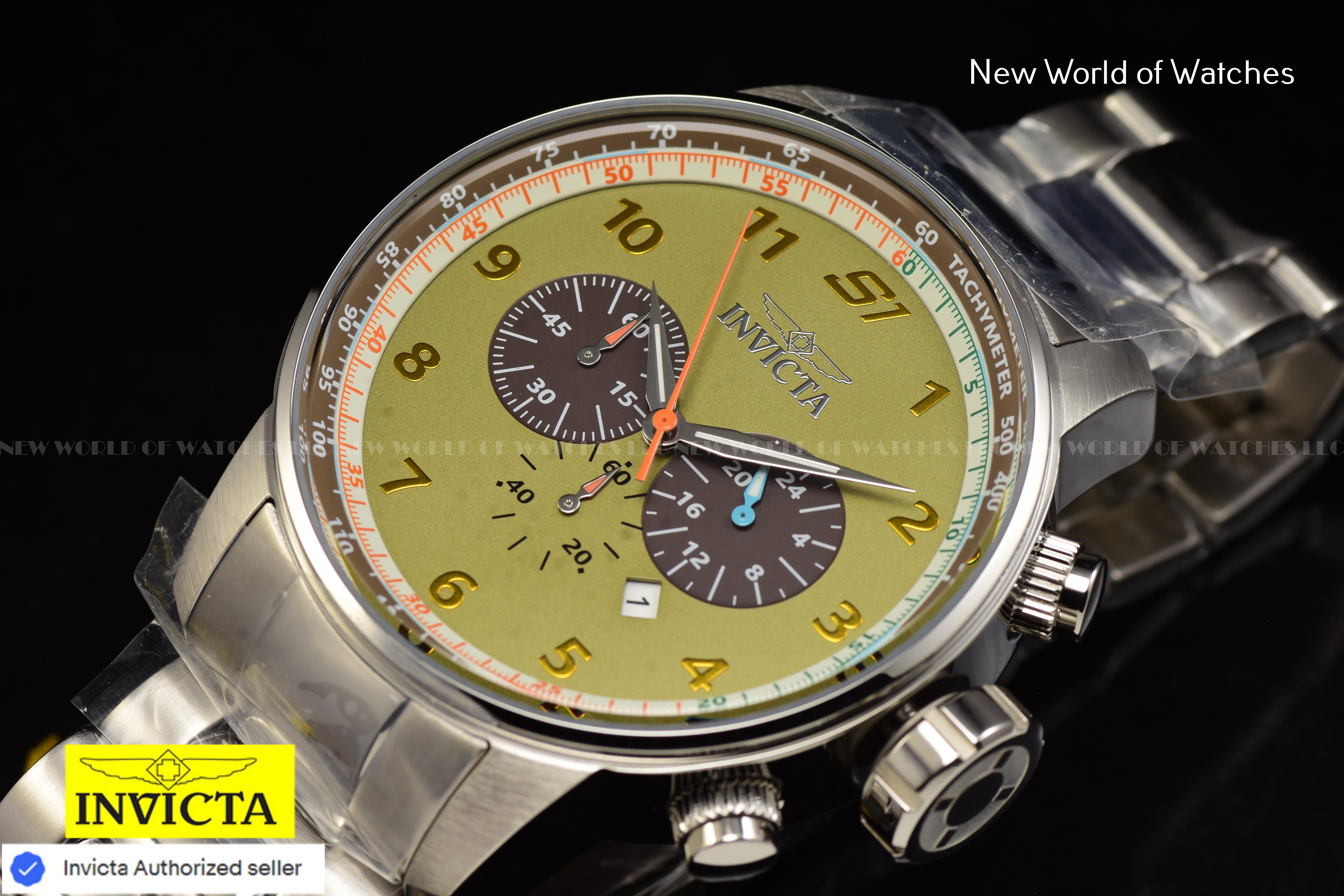 Invicta Men's S1 Rally 48mm KHAKI Green Dial Quartz Stainless Steel Watch 44951