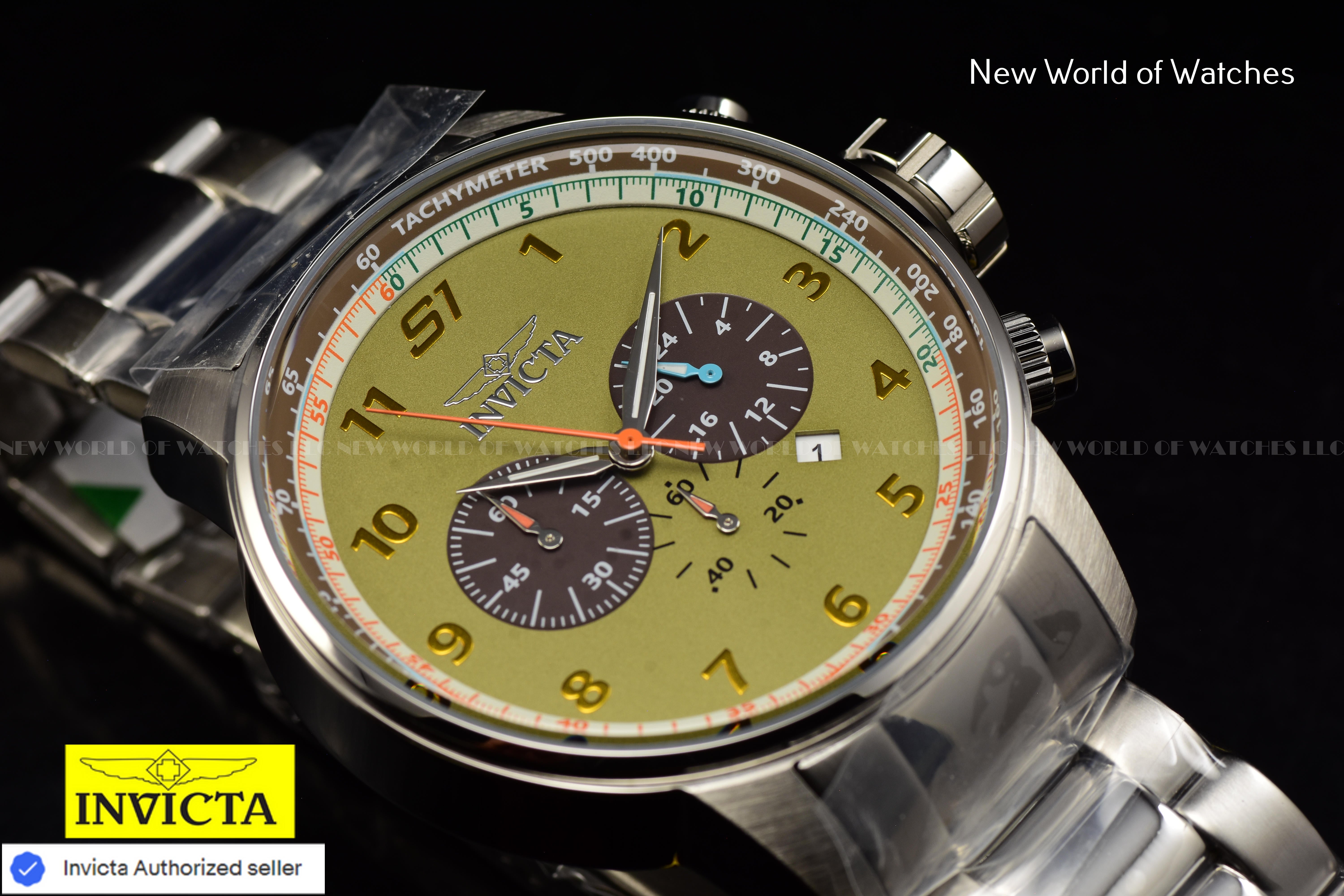 Invicta Men's S1 Rally 48mm KHAKI Green Dial Quartz Stainless Steel Watch 44951