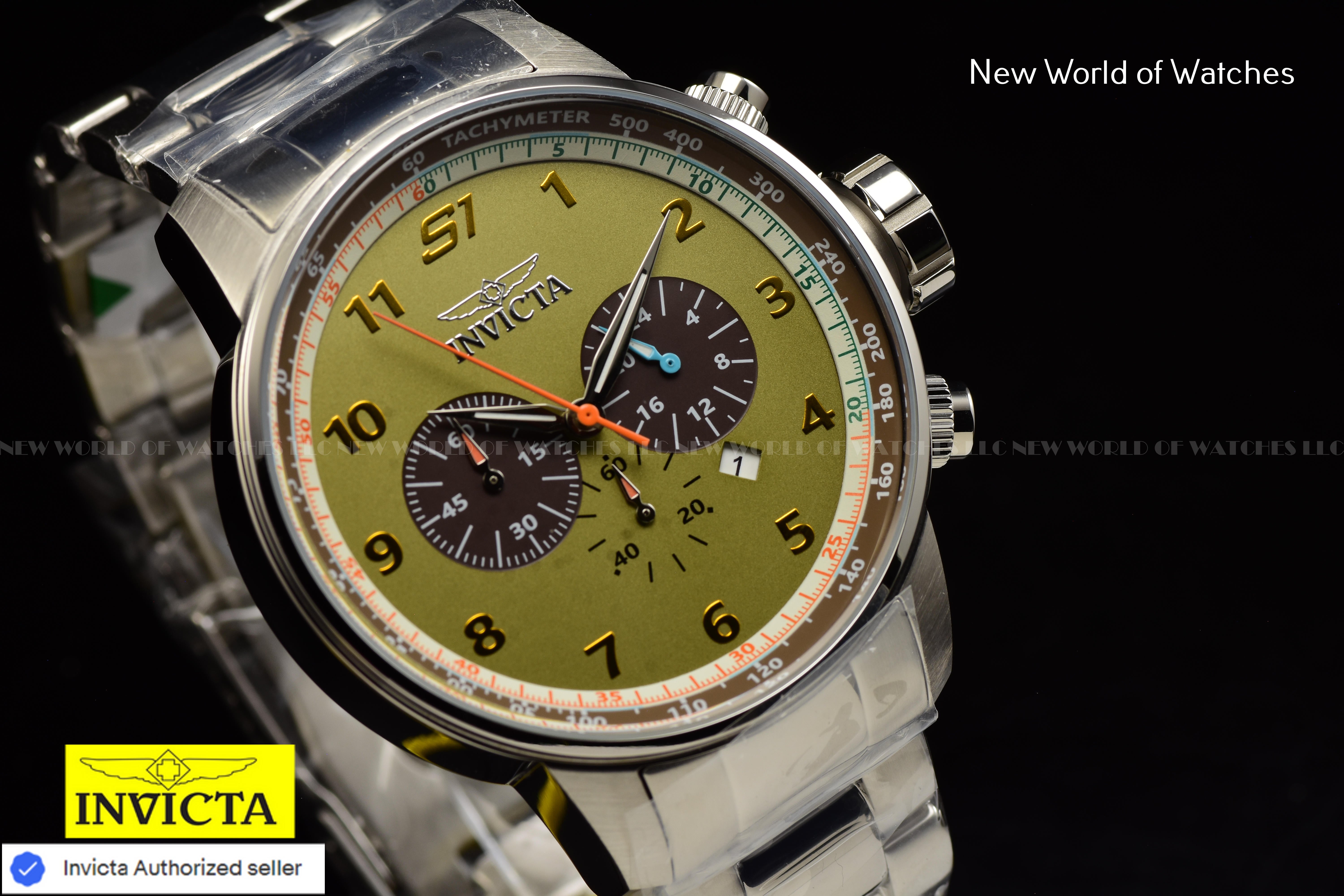 Invicta Men's S1 Rally 48mm KHAKI Green Dial Quartz Stainless Steel Watch 44951