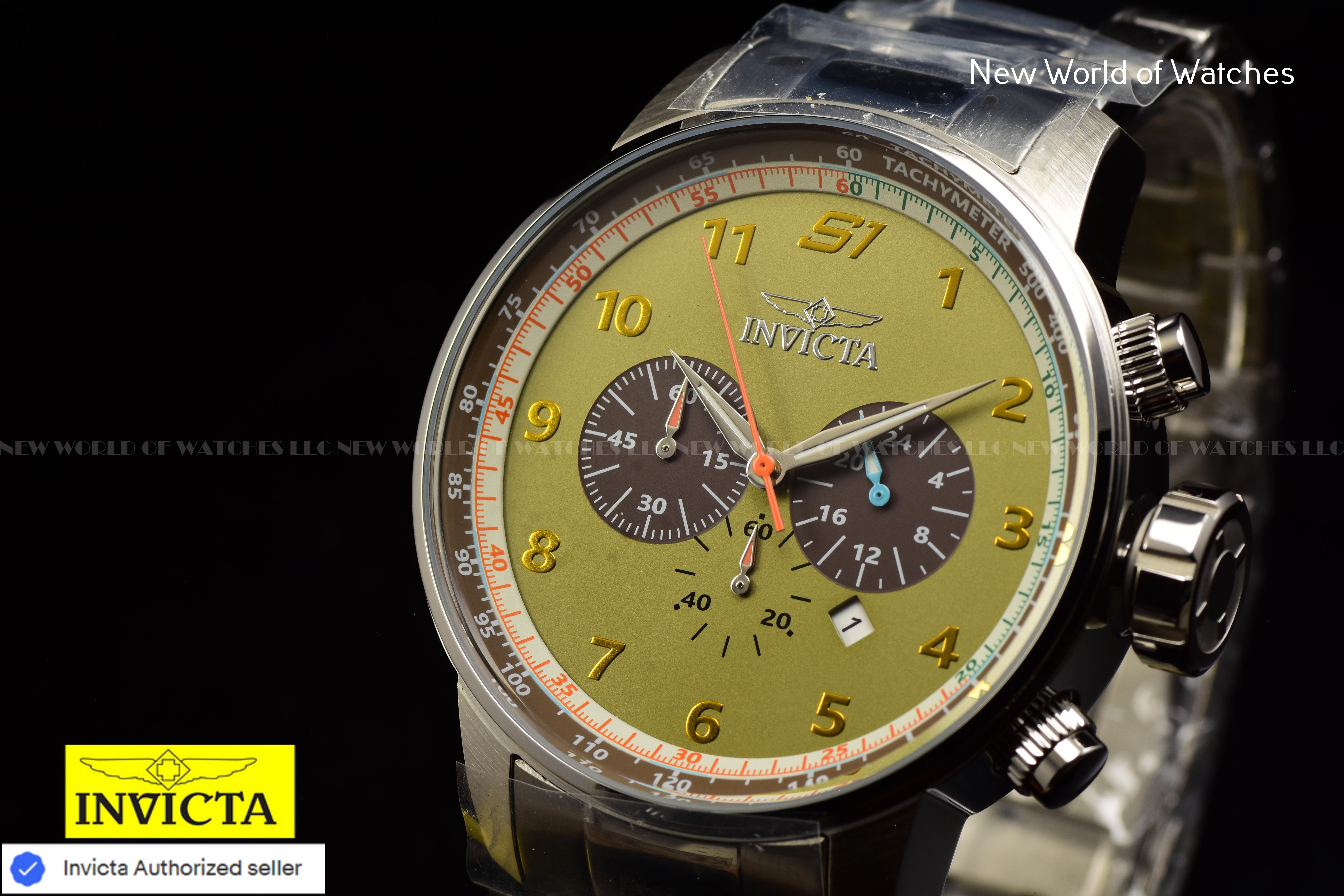 Invicta Men's S1 Rally 48mm KHAKI Green Dial Quartz Stainless Steel Watch 44951
