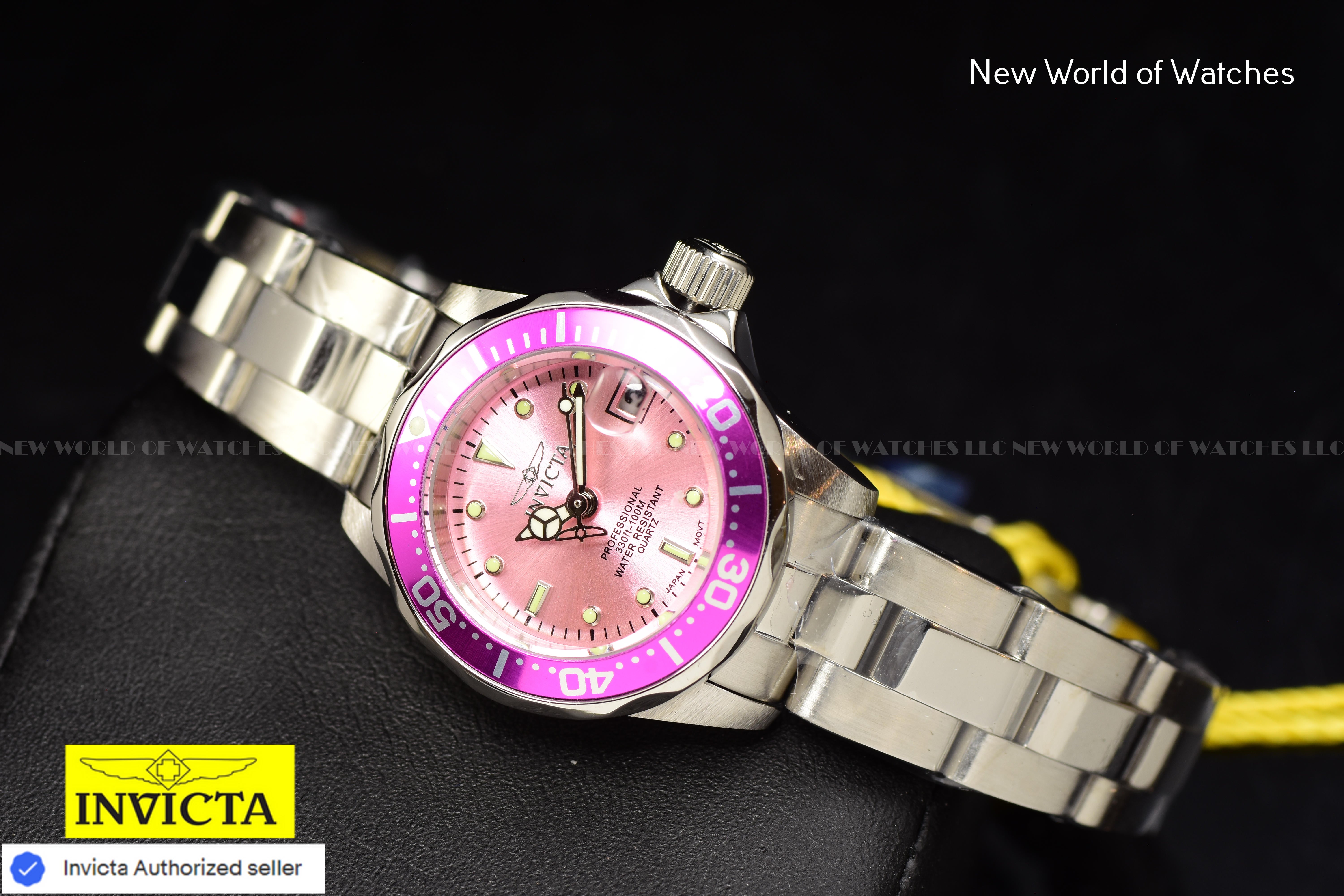 Invicta Women's Pro Diver Pink Dial 24mm Stainless Steel Quartz Watch 14098