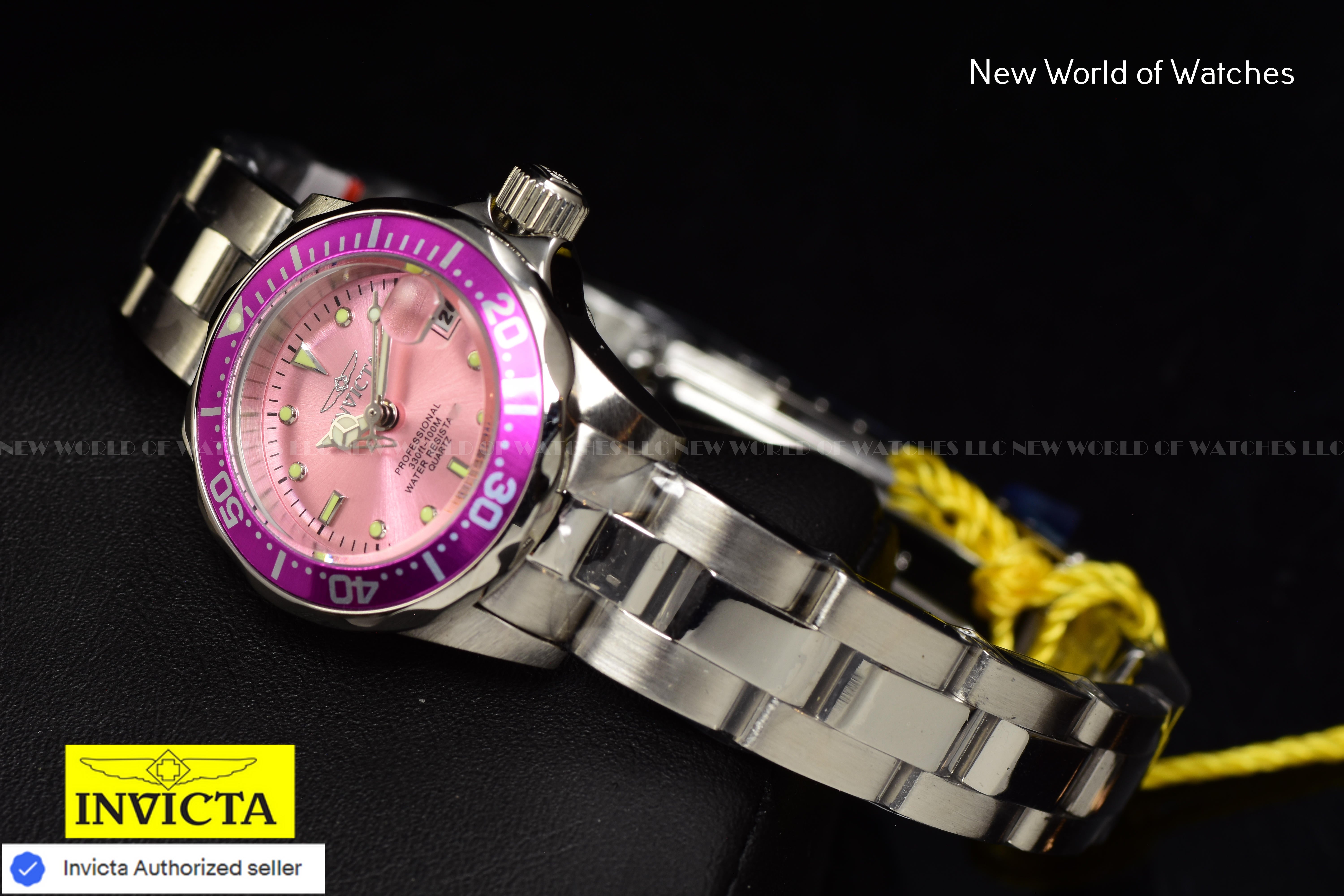 Invicta Women's Pro Diver Pink Dial 24mm Stainless Steel Quartz Watch 14098