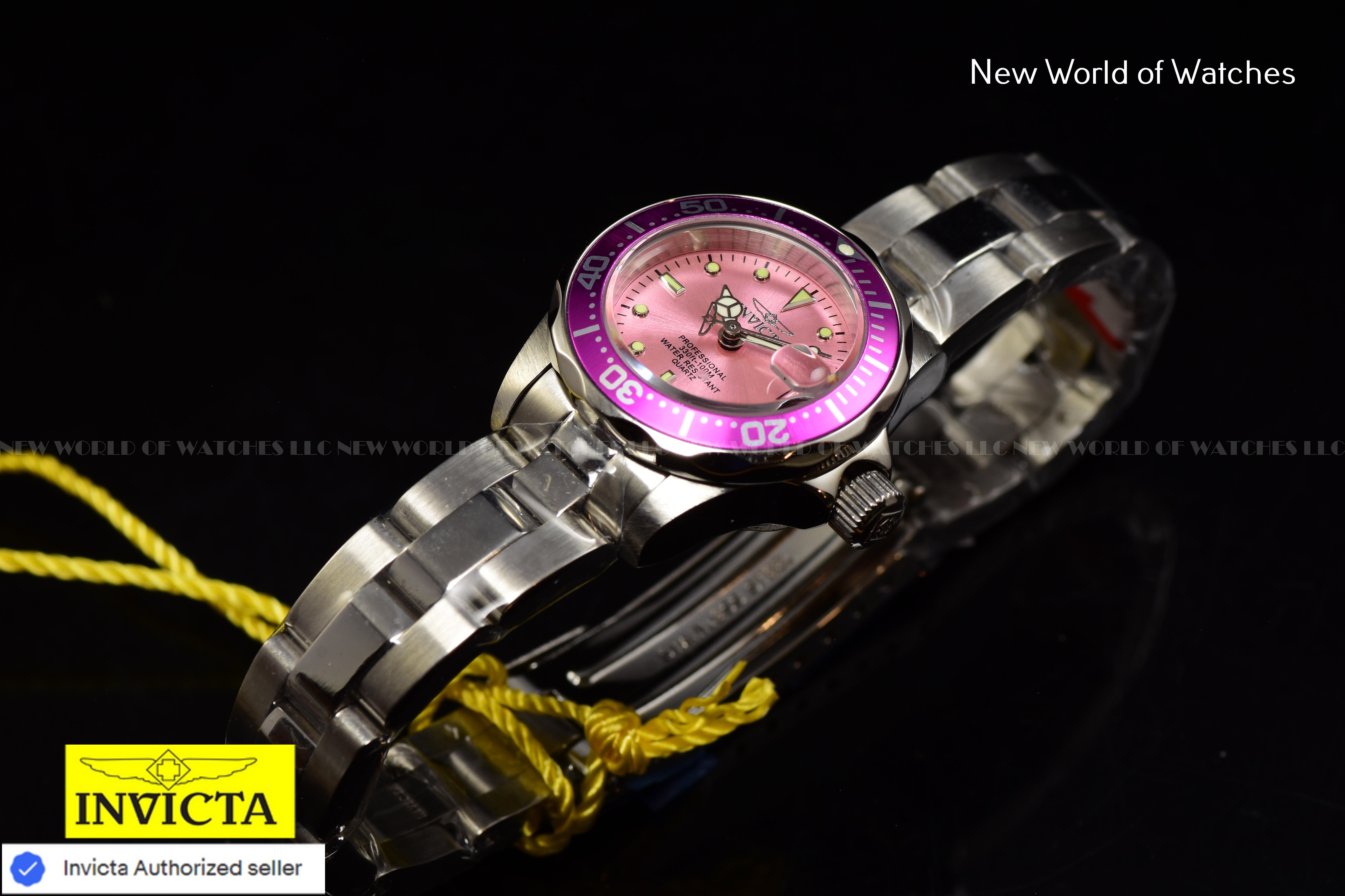 Invicta Women's Pro Diver Pink Dial 24mm Stainless Steel Quartz Watch 14098