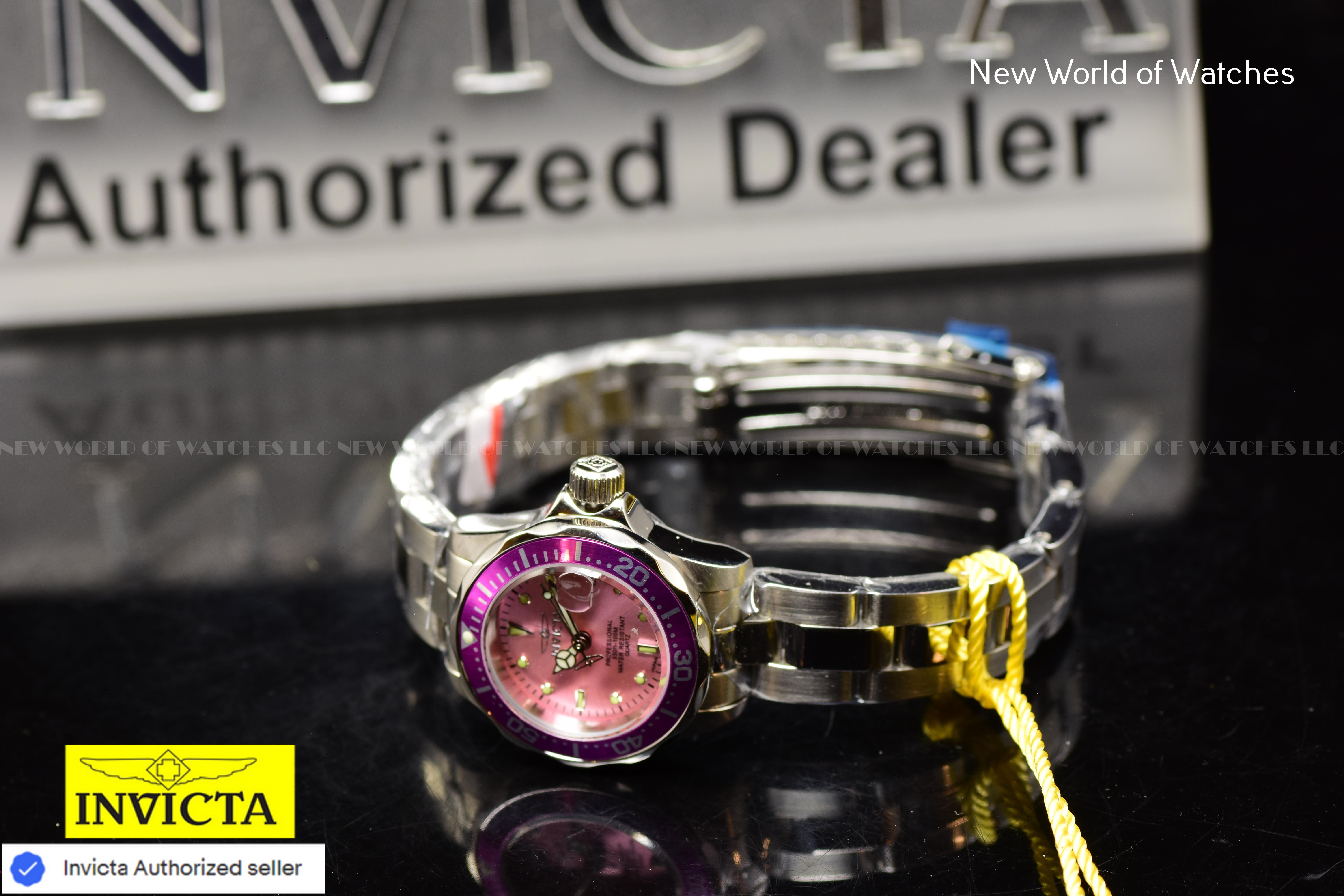Invicta Women's Pro Diver Pink Dial 24mm Stainless Steel Quartz Watch 14098