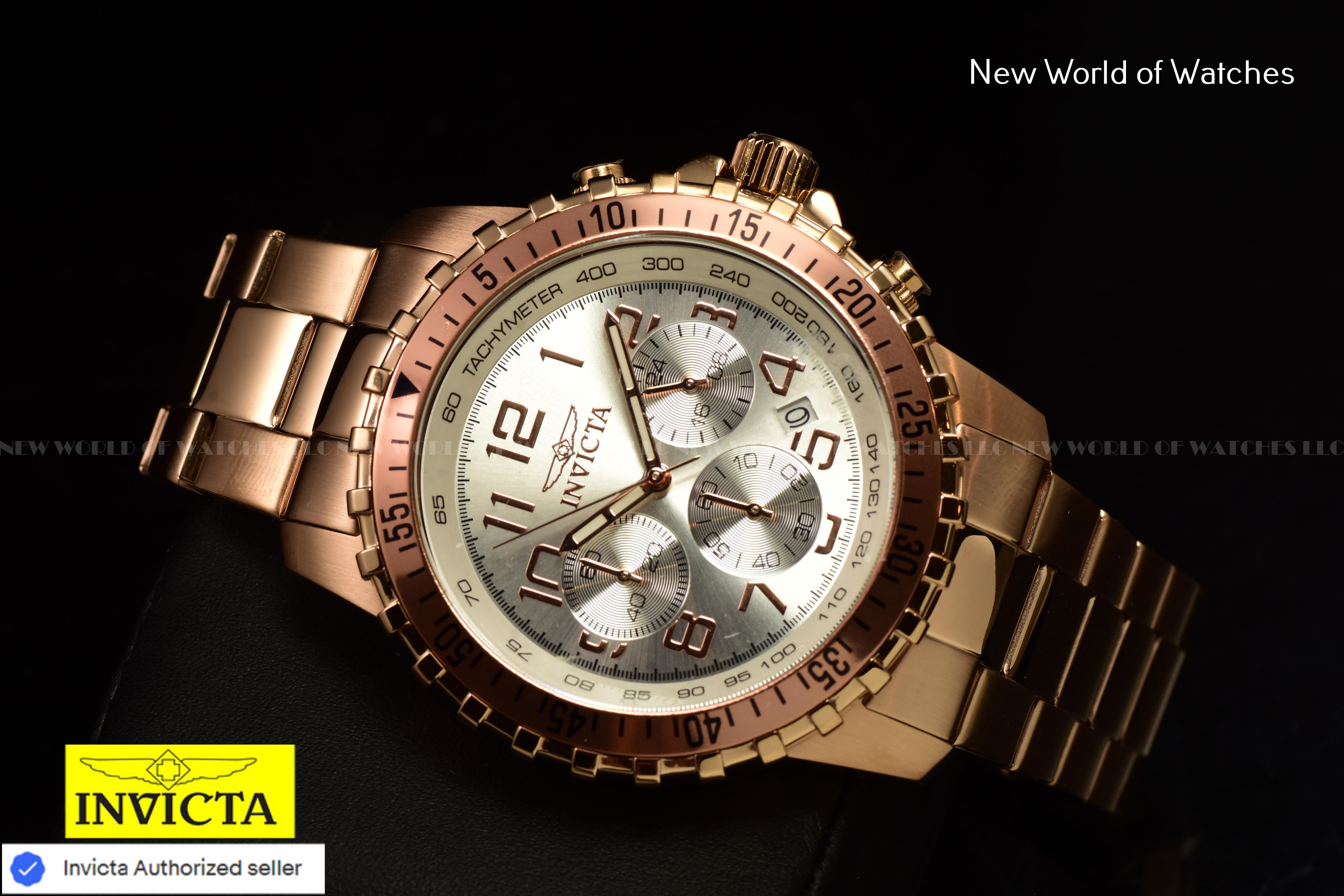 Invicta Men's Specialty PILOT Chronograph Dial 45mm Stainless Rose Gold Watch