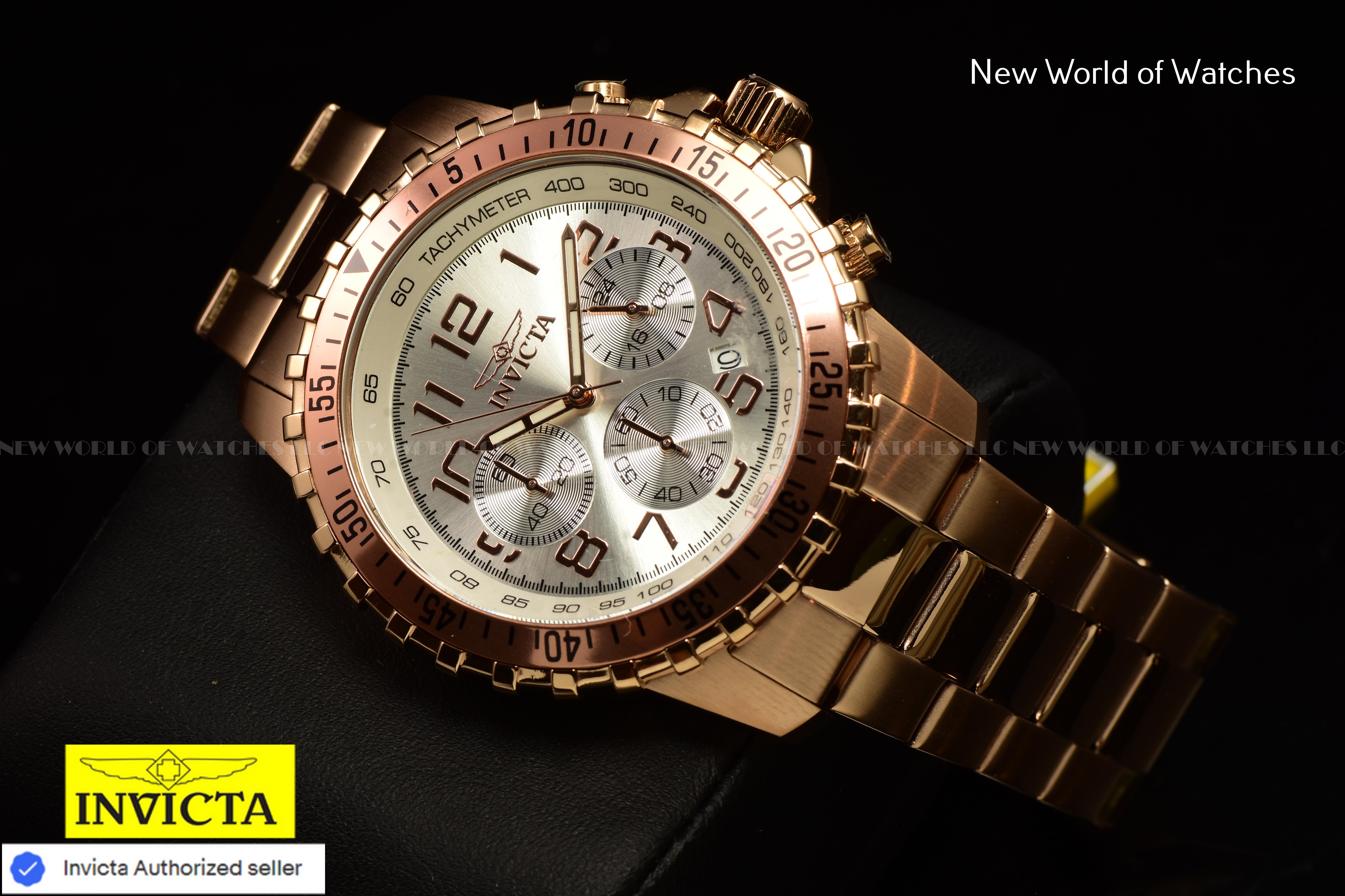 Invicta Men's Specialty PILOT Chronograph Dial 45mm Stainless Rose Gold Watch