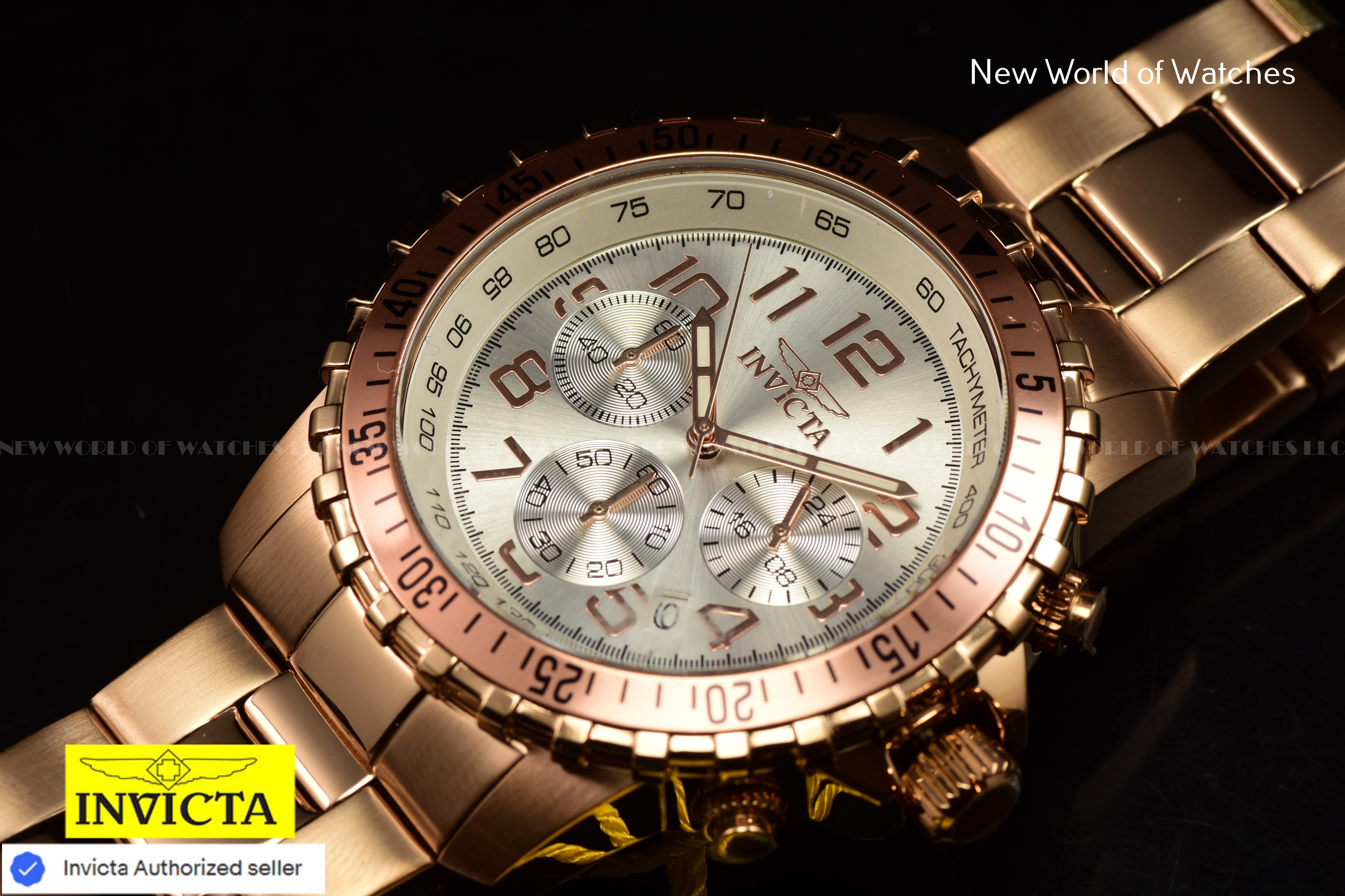 Invicta Men's Specialty PILOT Chronograph Dial 45mm Stainless Rose Gold Watch