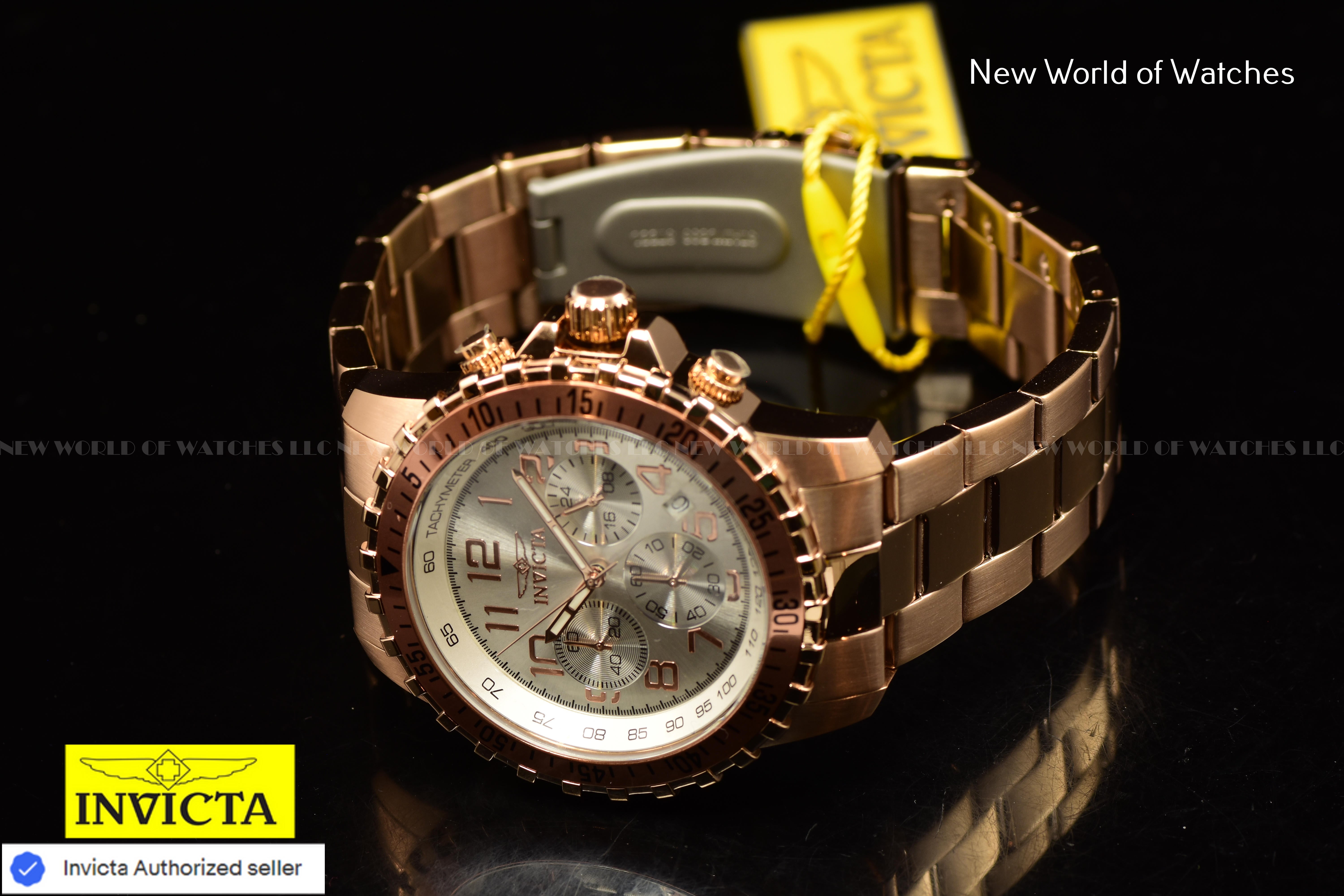 Invicta Men's Specialty PILOT Chronograph Dial 45mm Stainless Rose Gold Watch