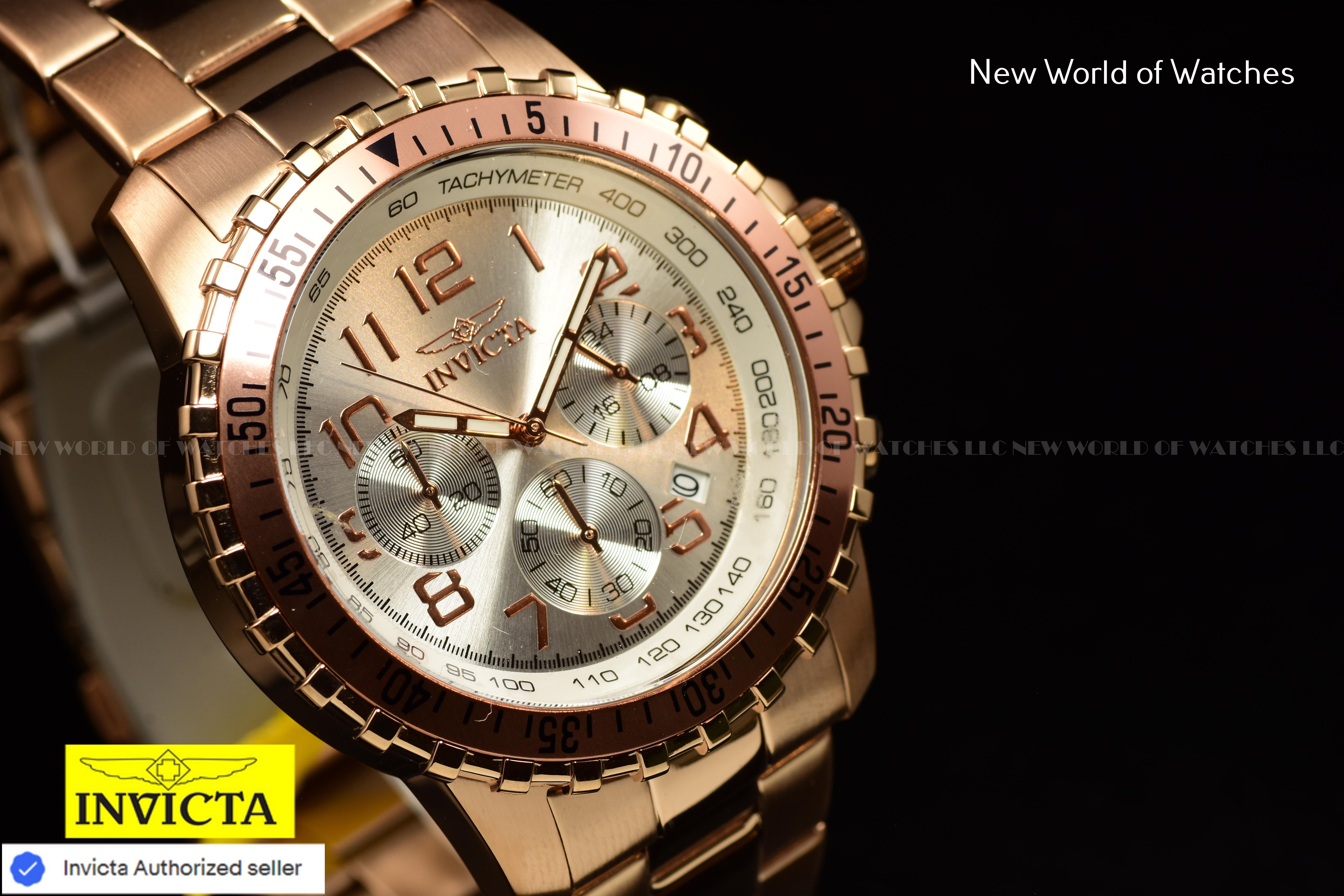 Invicta Men's Specialty PILOT Chronograph Dial 45mm Stainless Rose Gold Watch
