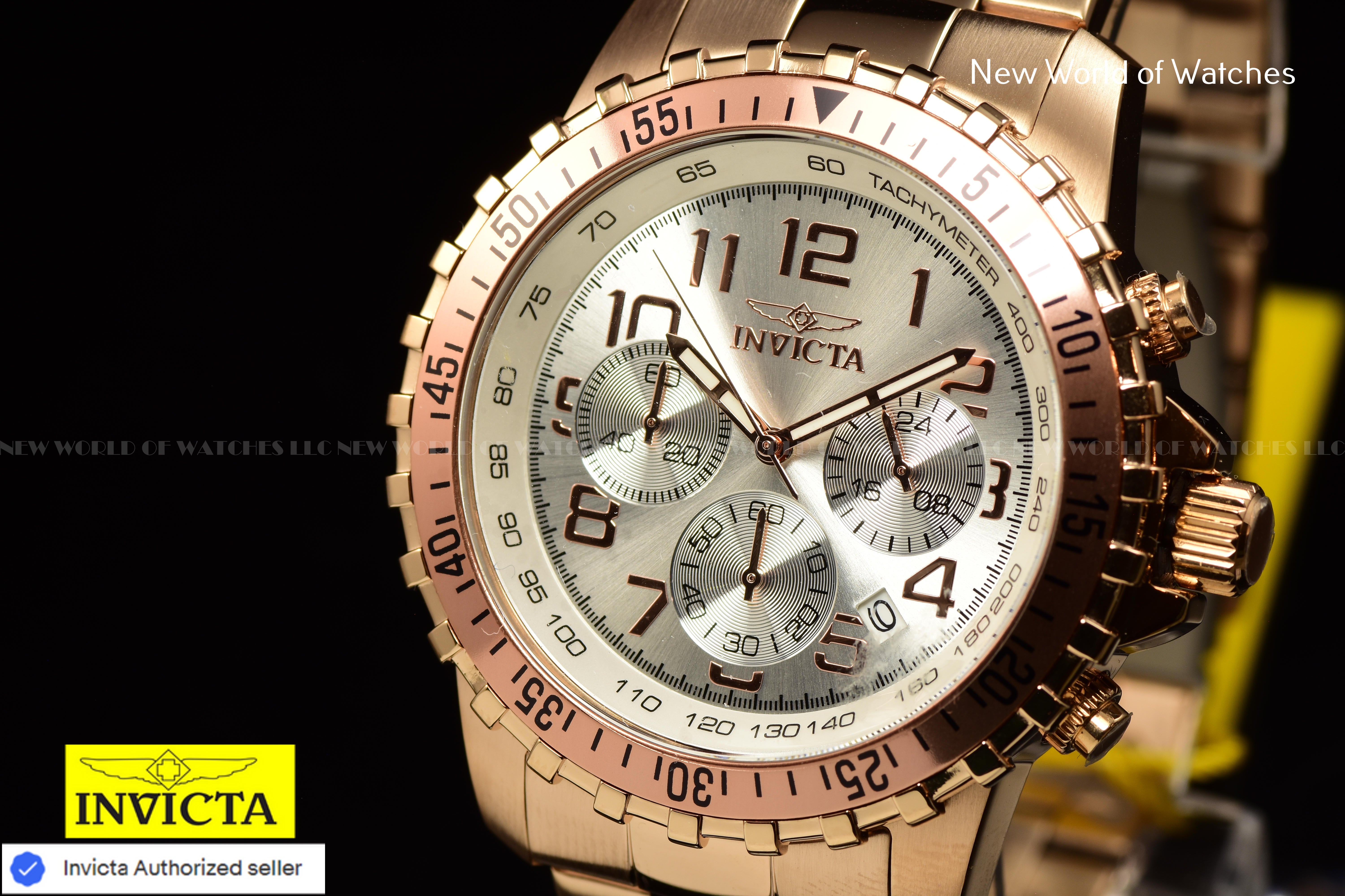 Invicta Men's Specialty PILOT Chronograph Dial 45mm Stainless Rose Gold Watch