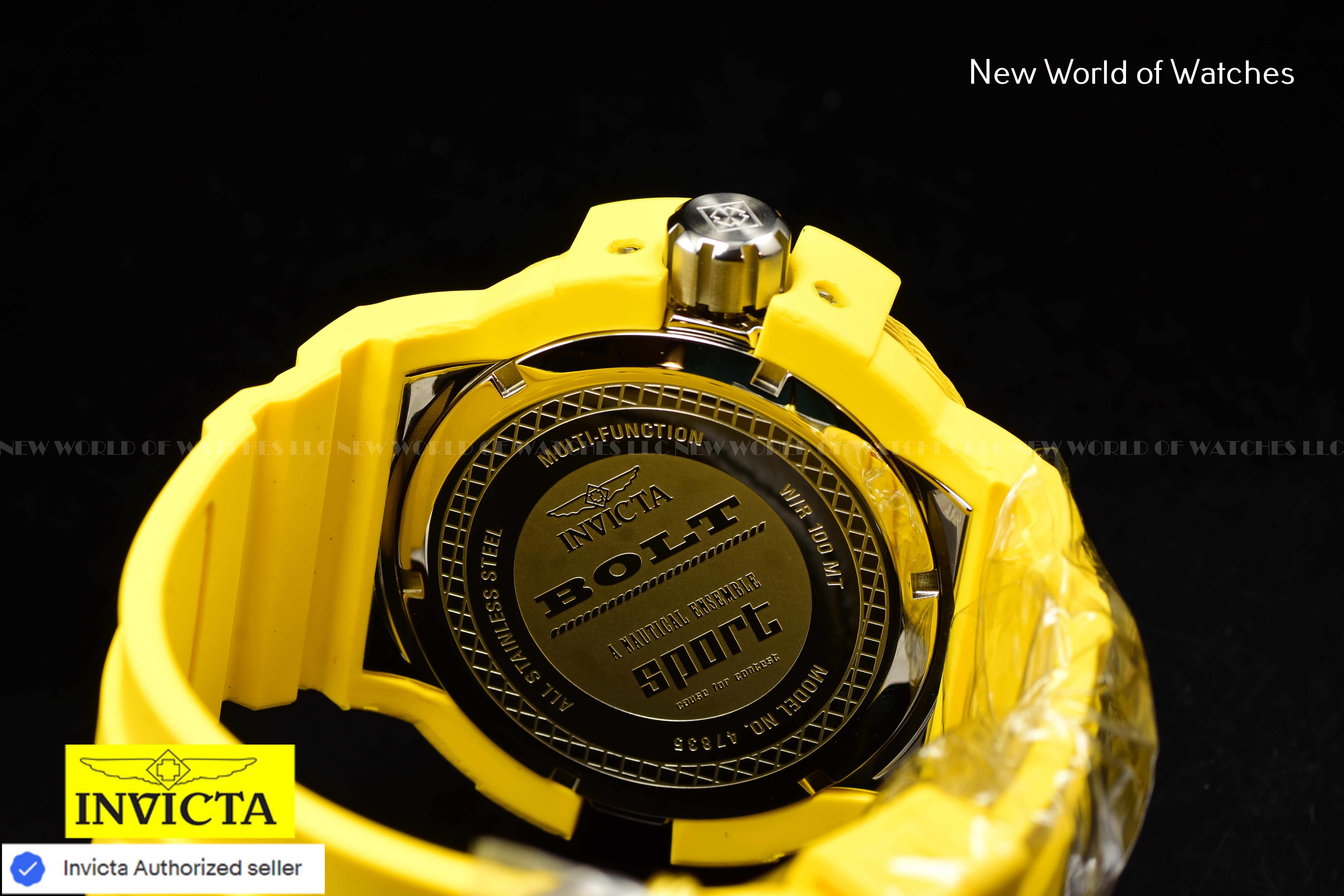 Invicta Men's 50mm BOLT Shock Chronograph YELLOW DIAL Triple Yellow Tone Watch