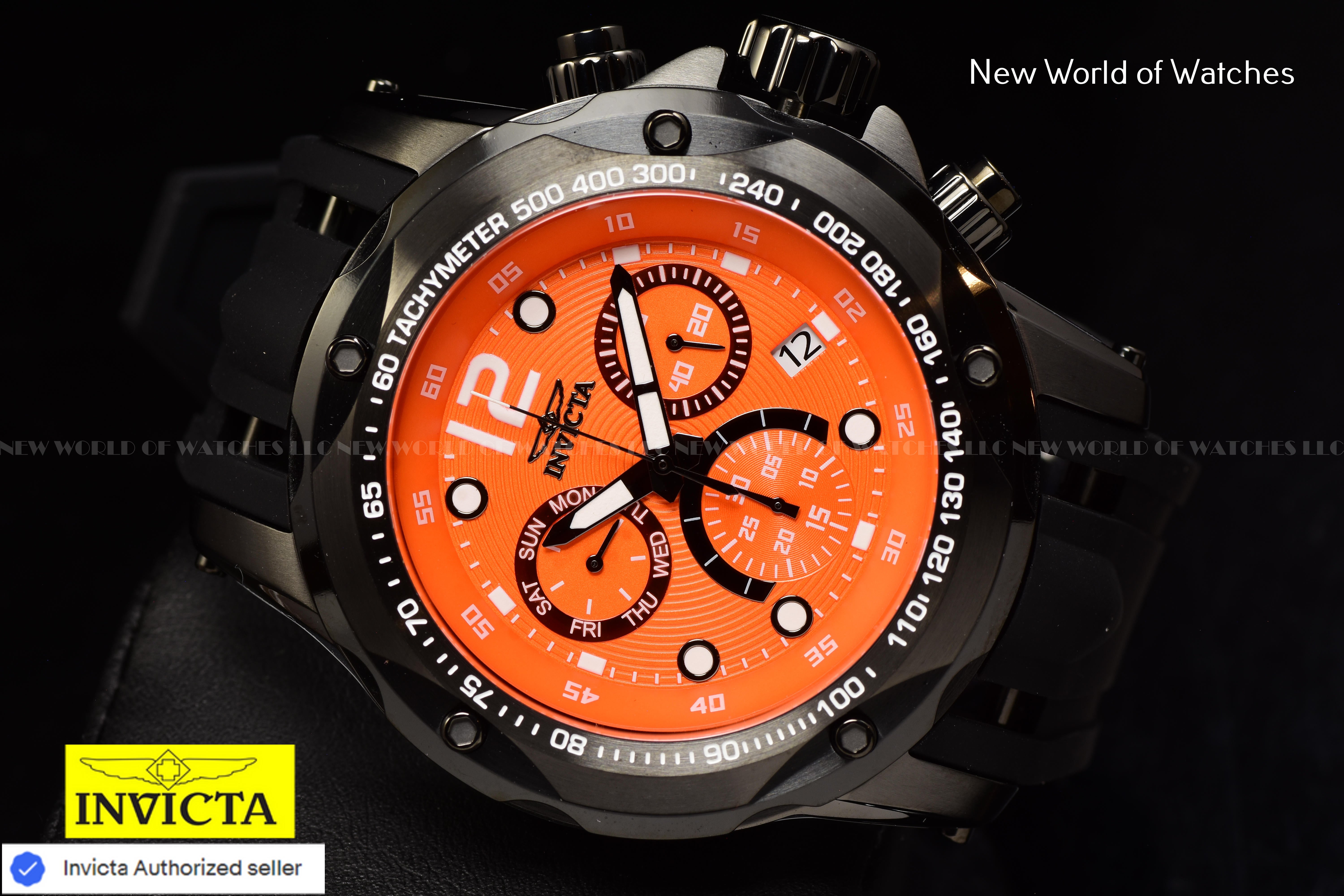 Invicta Speedway Chronograph Quartz ORANGE Dial 51mm Tachymeter Men's Watch
