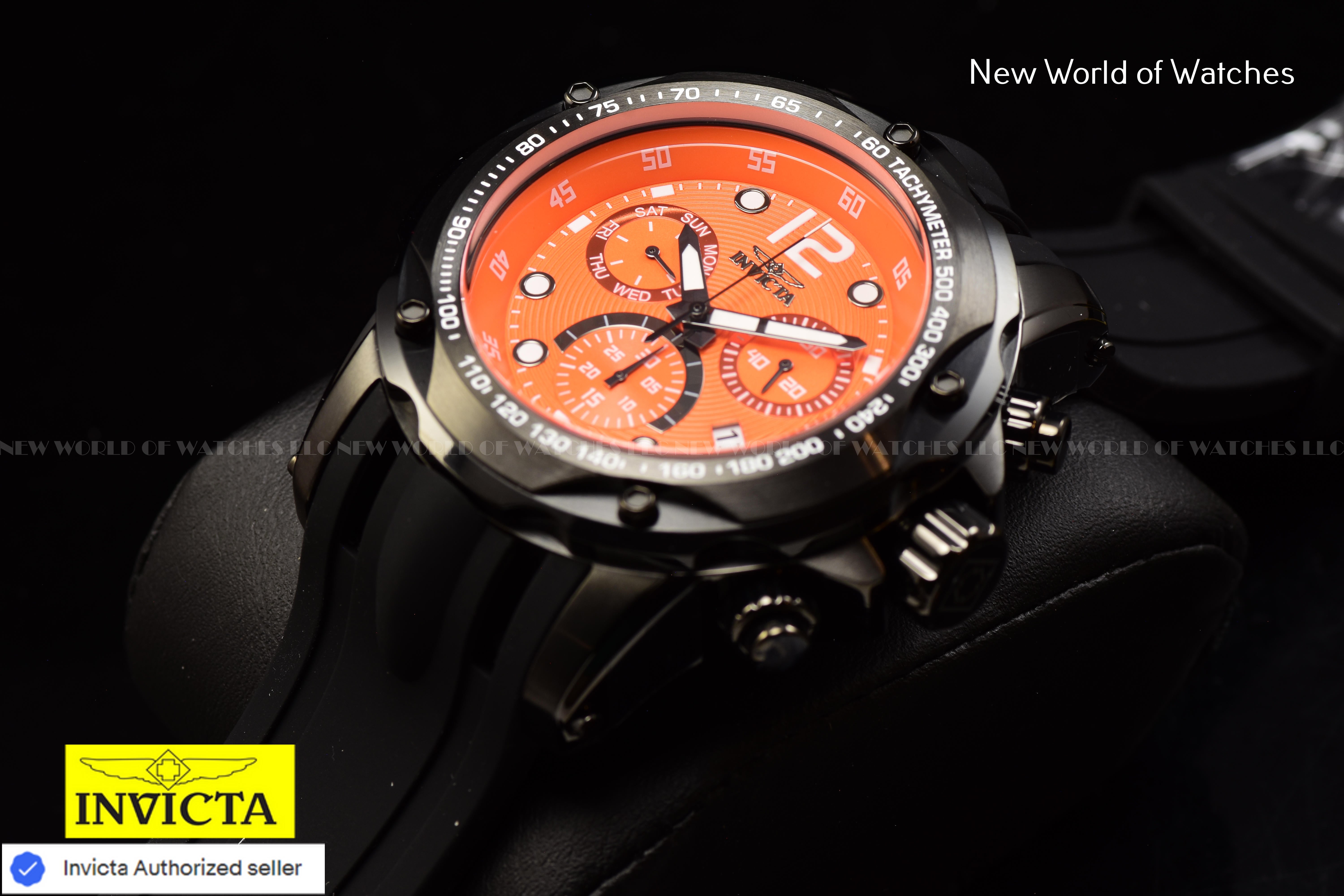 Invicta Speedway Chronograph Quartz ORANGE Dial 51mm Tachymeter Men's Watch