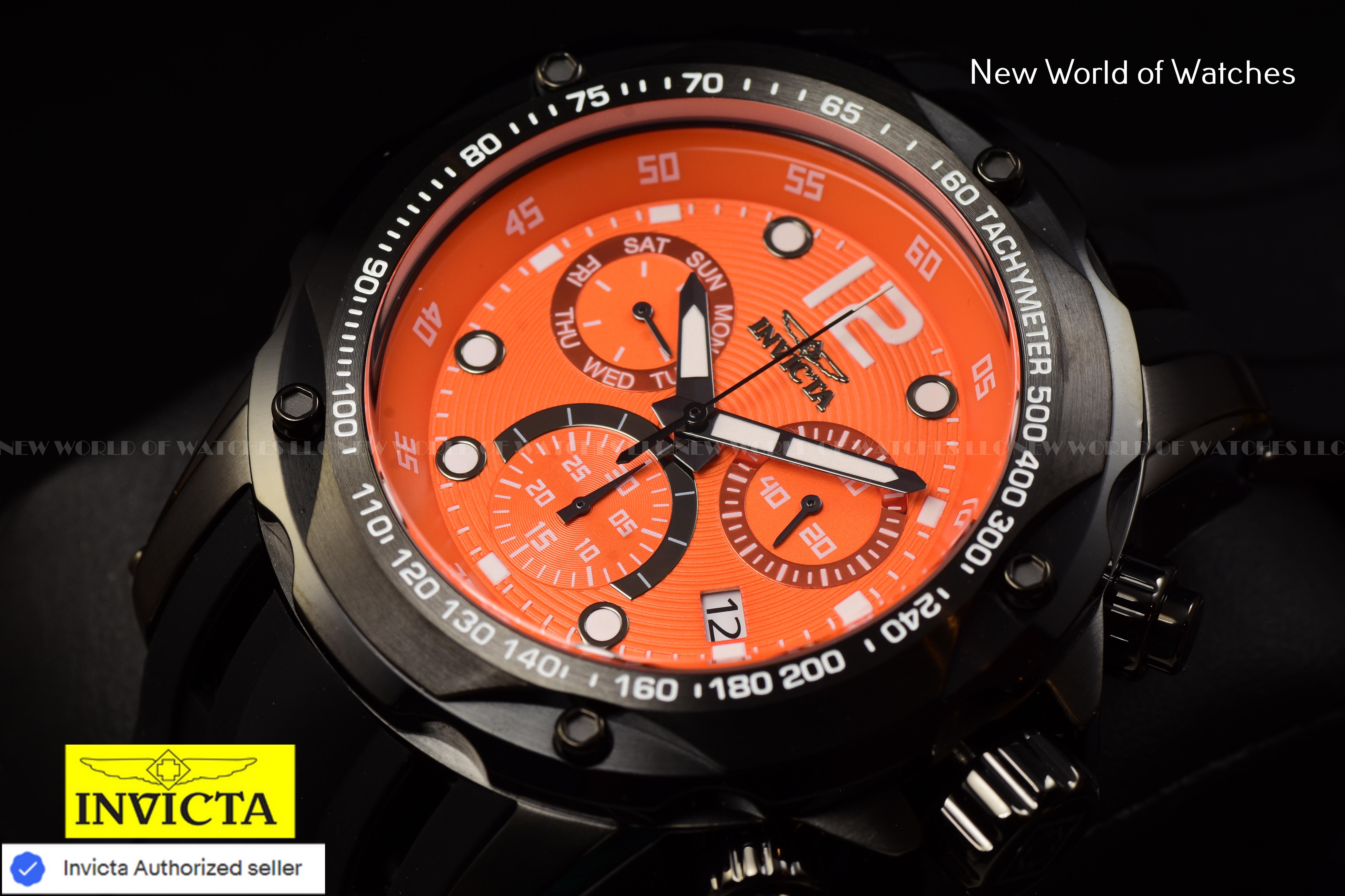Invicta Speedway Chronograph Quartz ORANGE Dial 51mm Tachymeter Men's Watch