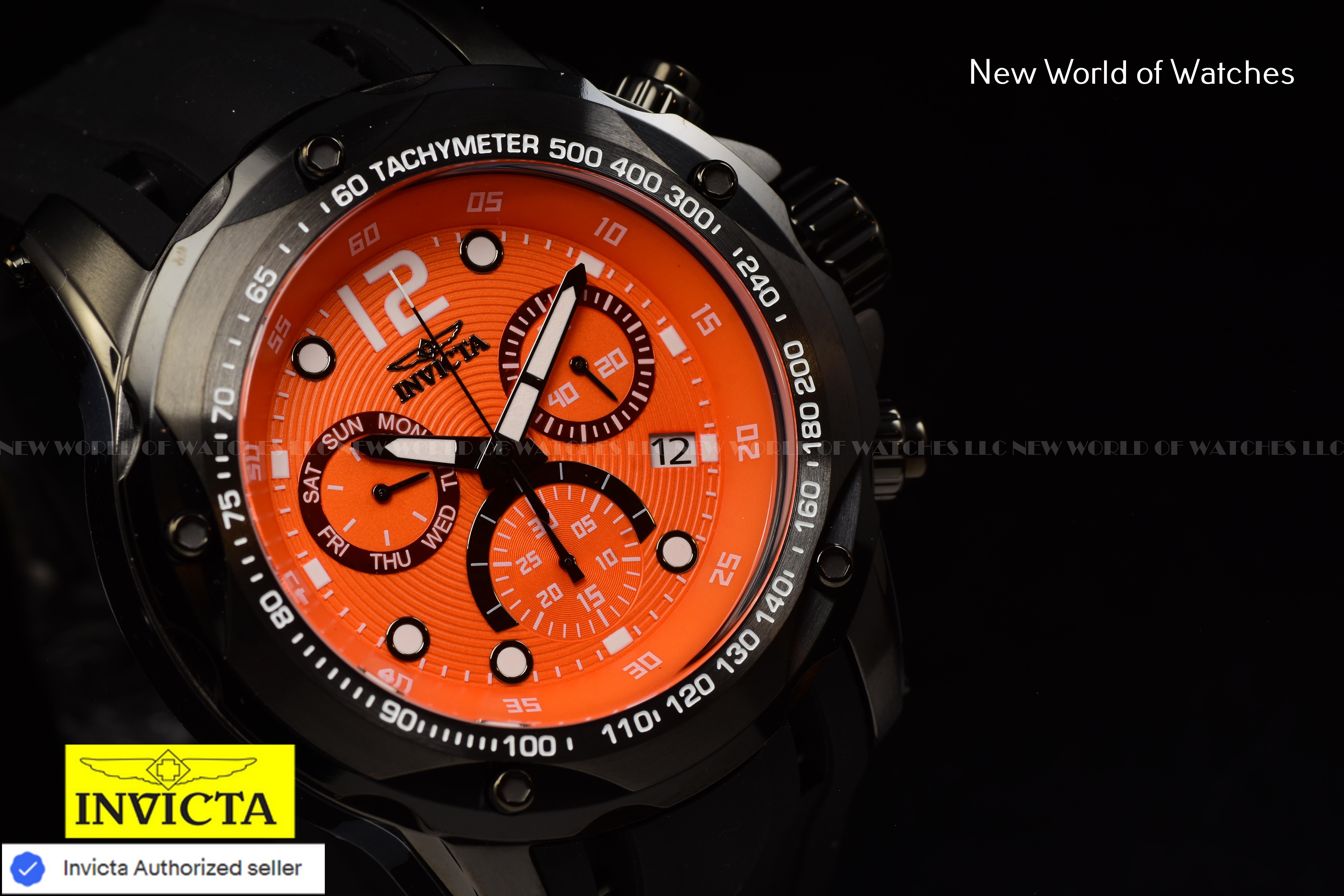 Invicta Speedway Chronograph Quartz ORANGE Dial 51mm Tachymeter Men's Watch