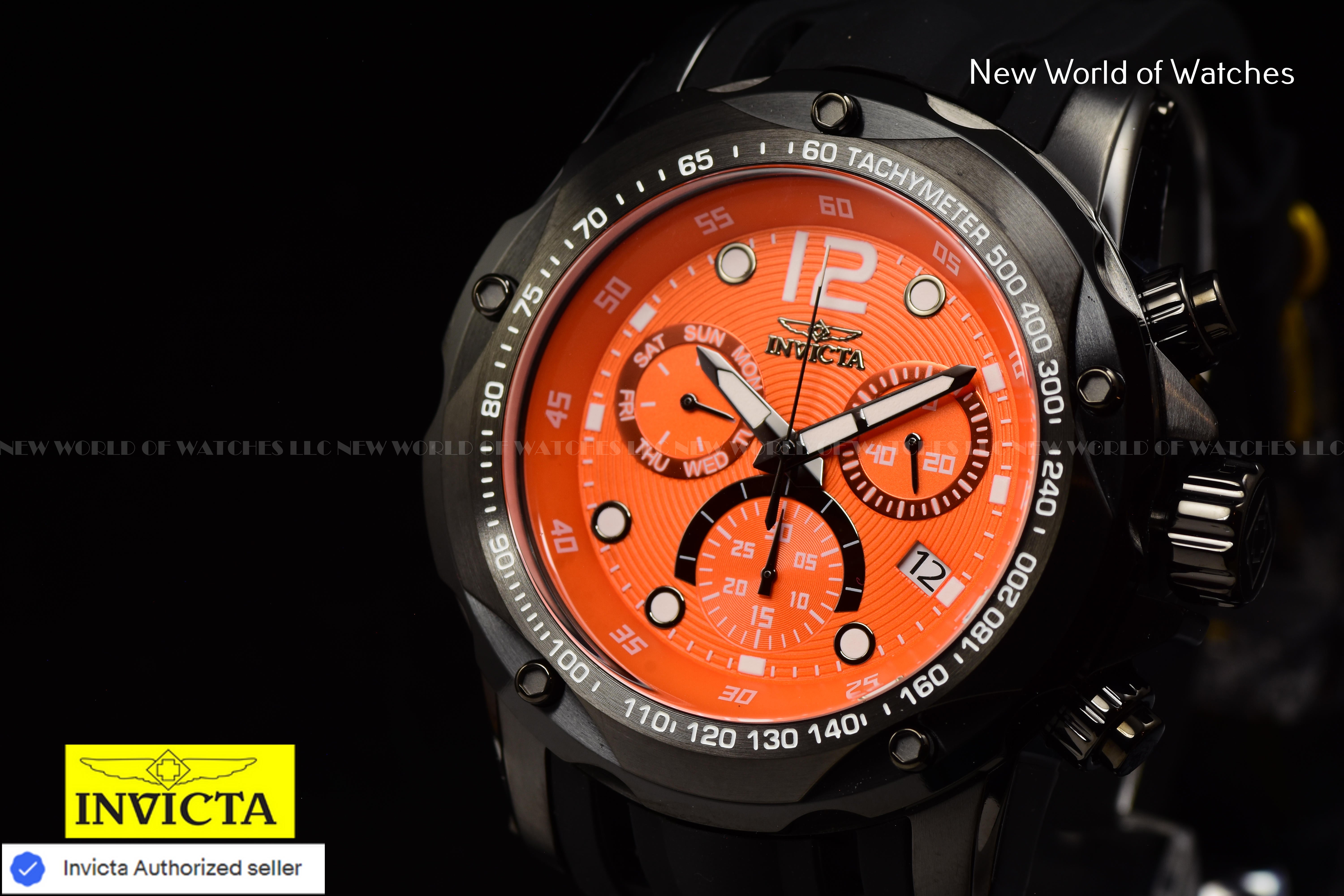 Invicta Speedway Chronograph Quartz ORANGE Dial 51mm Tachymeter Men's Watch