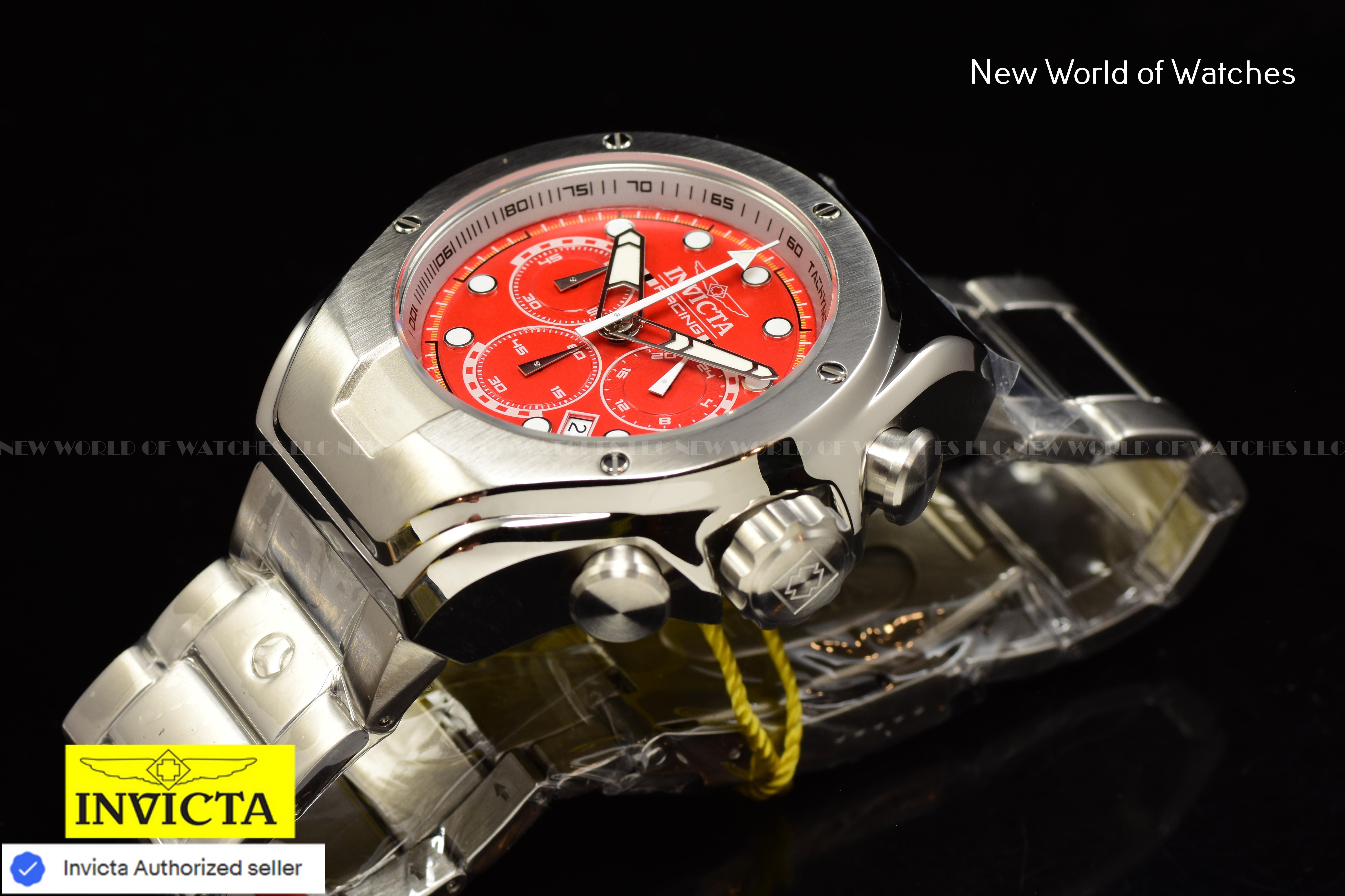 Invicta RACING RED/SILVER Chronograph Dial Stainless Steel Men's Watch-48mm