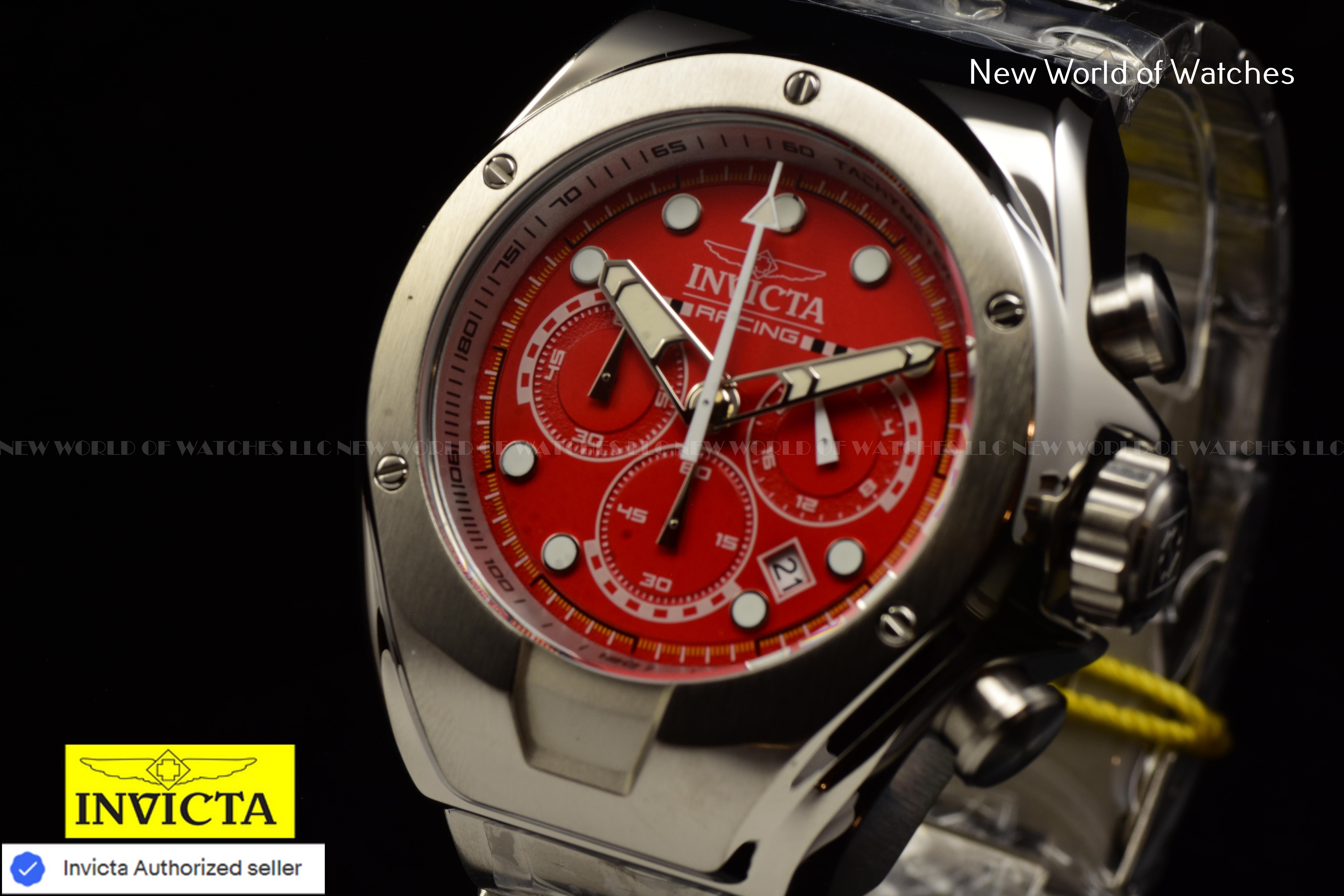 Invicta RACING RED/SILVER Chronograph Dial Stainless Steel Men's Watch-48mm