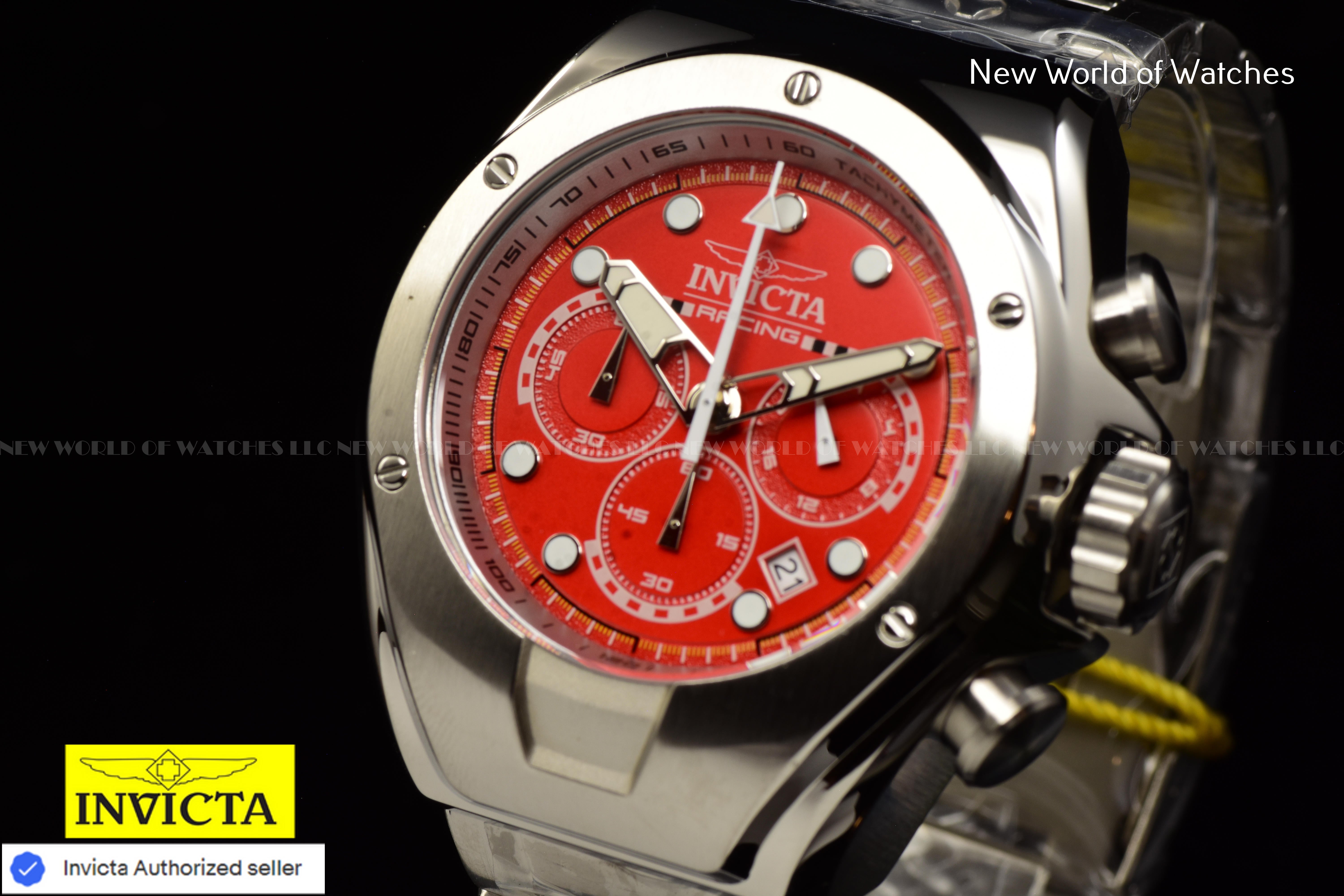 Invicta RACING RED/SILVER Chronograph Dial Stainless Steel Men's Watch-48mm
