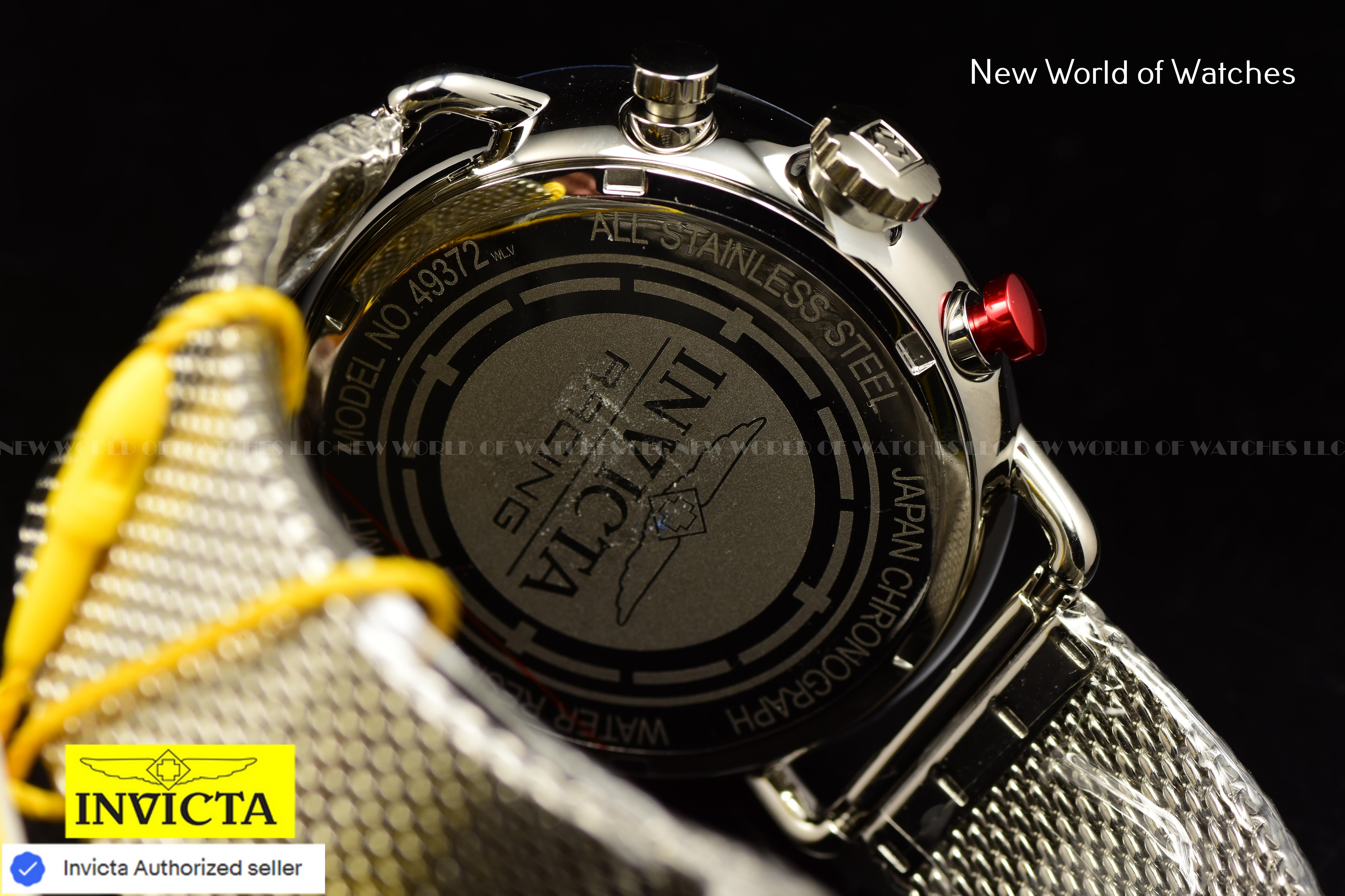 Invicta Mens SPEEDWAY GEARSHIFT RED Dial 44mm Mesh Bracelet Chronograph Watch