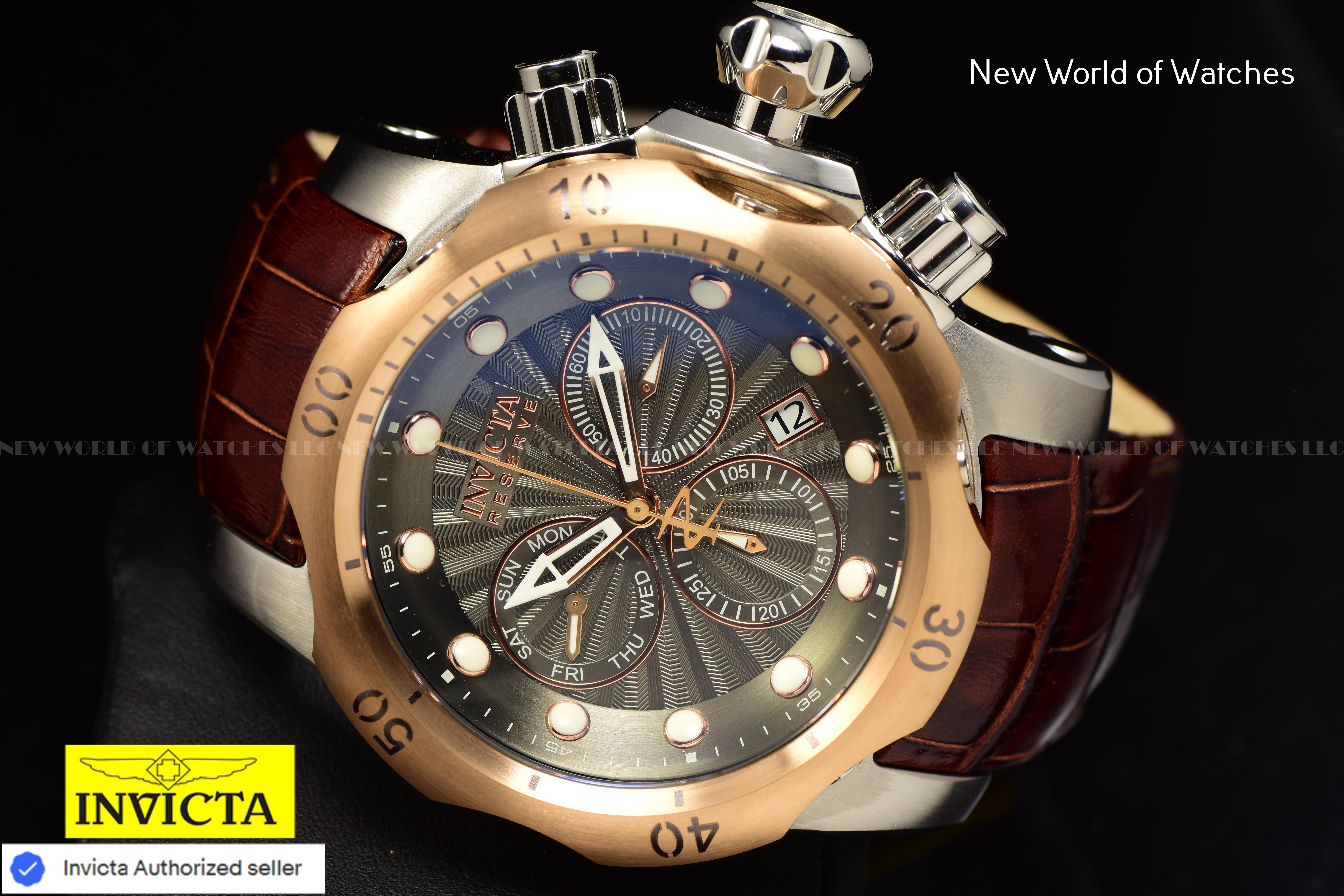 Invicta Men's Reserve Venom 53.7mm Gunmetal Rose Gold Chronograph Swiss Watch