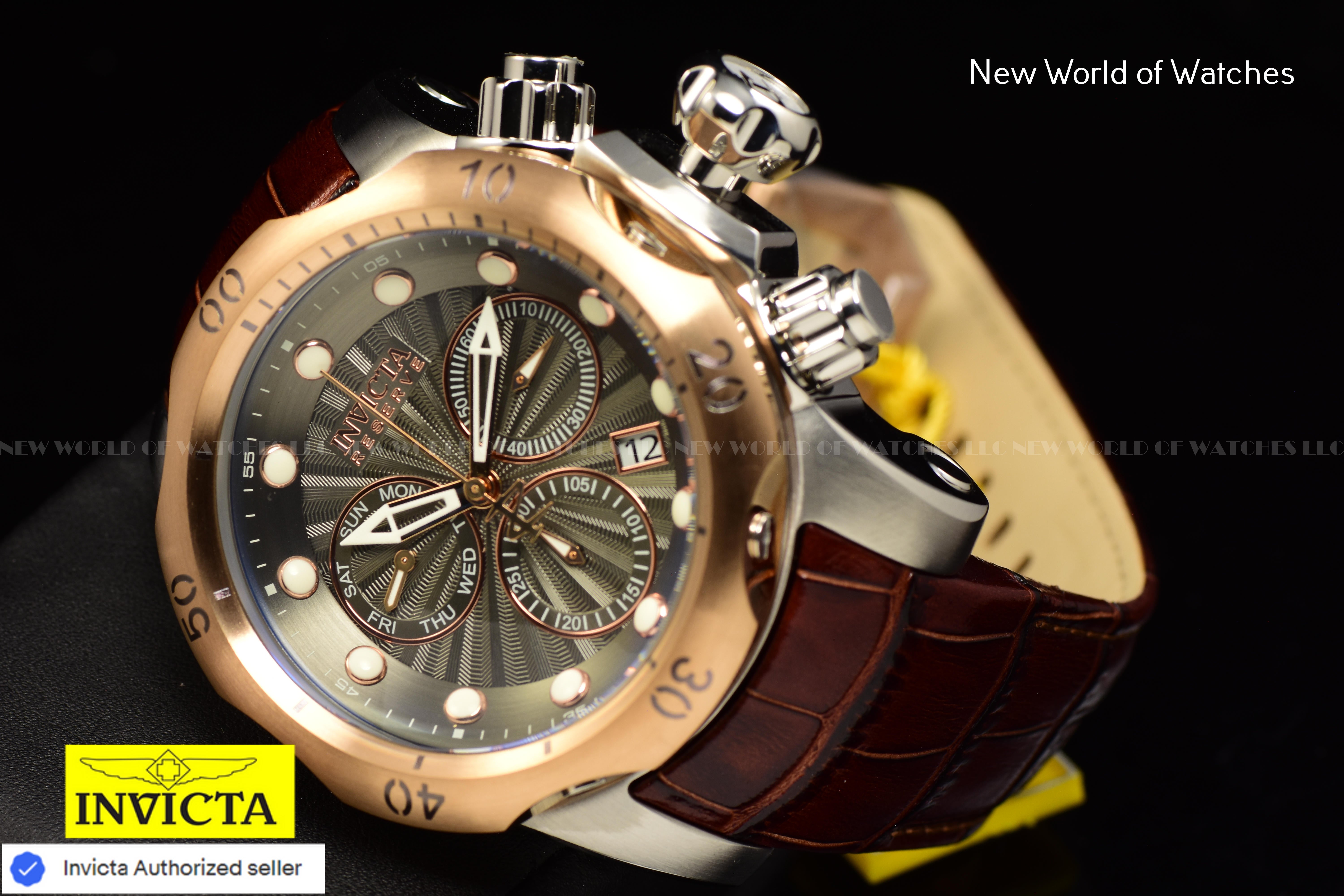 Invicta Men's Reserve Venom 53.7mm Gunmetal Rose Gold Chronograph Swiss Watch