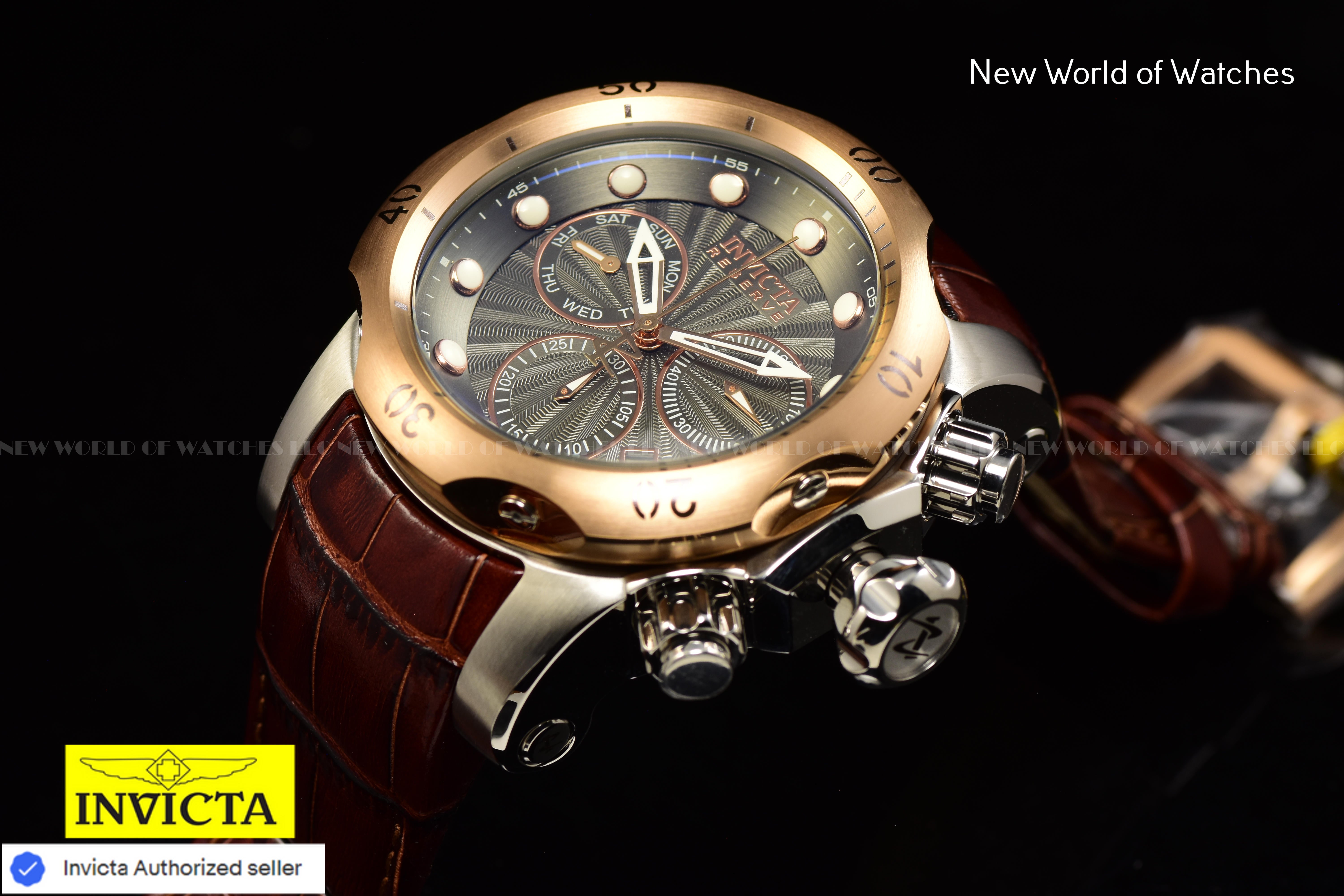 Invicta Men's Reserve Venom 53.7mm Gunmetal Rose Gold Chronograph Swiss Watch