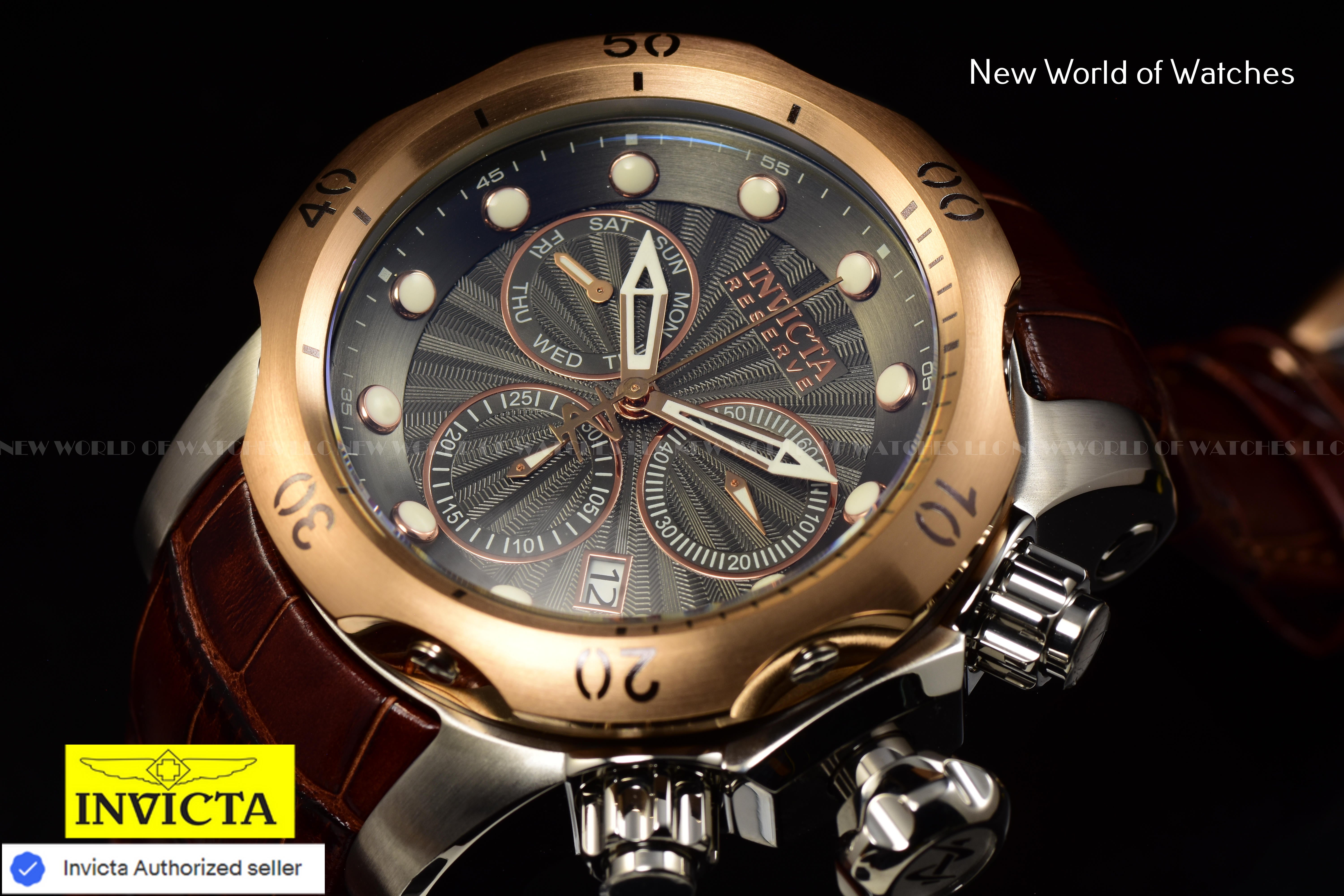 Invicta Men's Reserve Venom 53.7mm Gunmetal Rose Gold Chronograph Swiss Watch