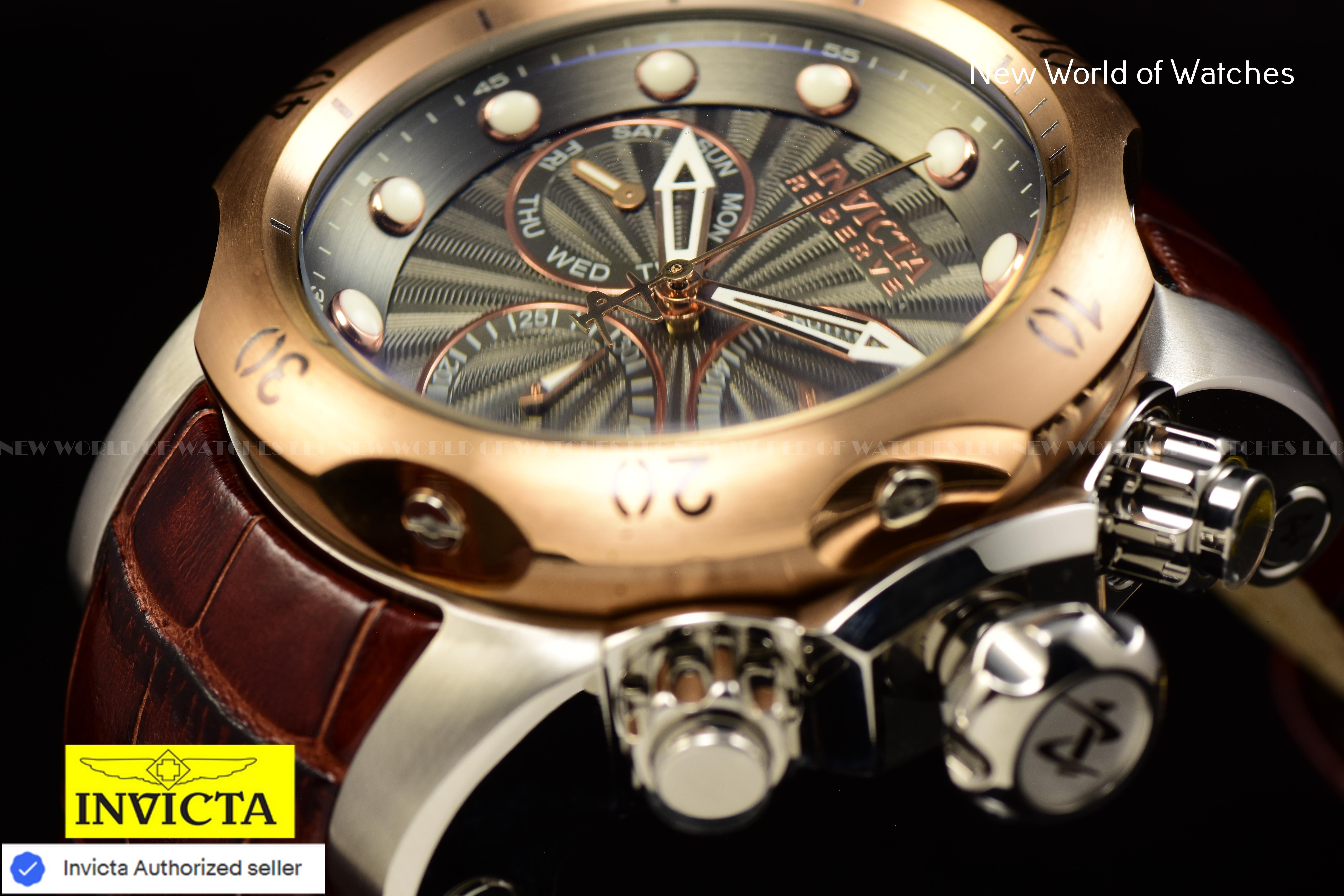 Invicta Men's Reserve Venom 53.7mm Gunmetal Rose Gold Chronograph Swiss Watch