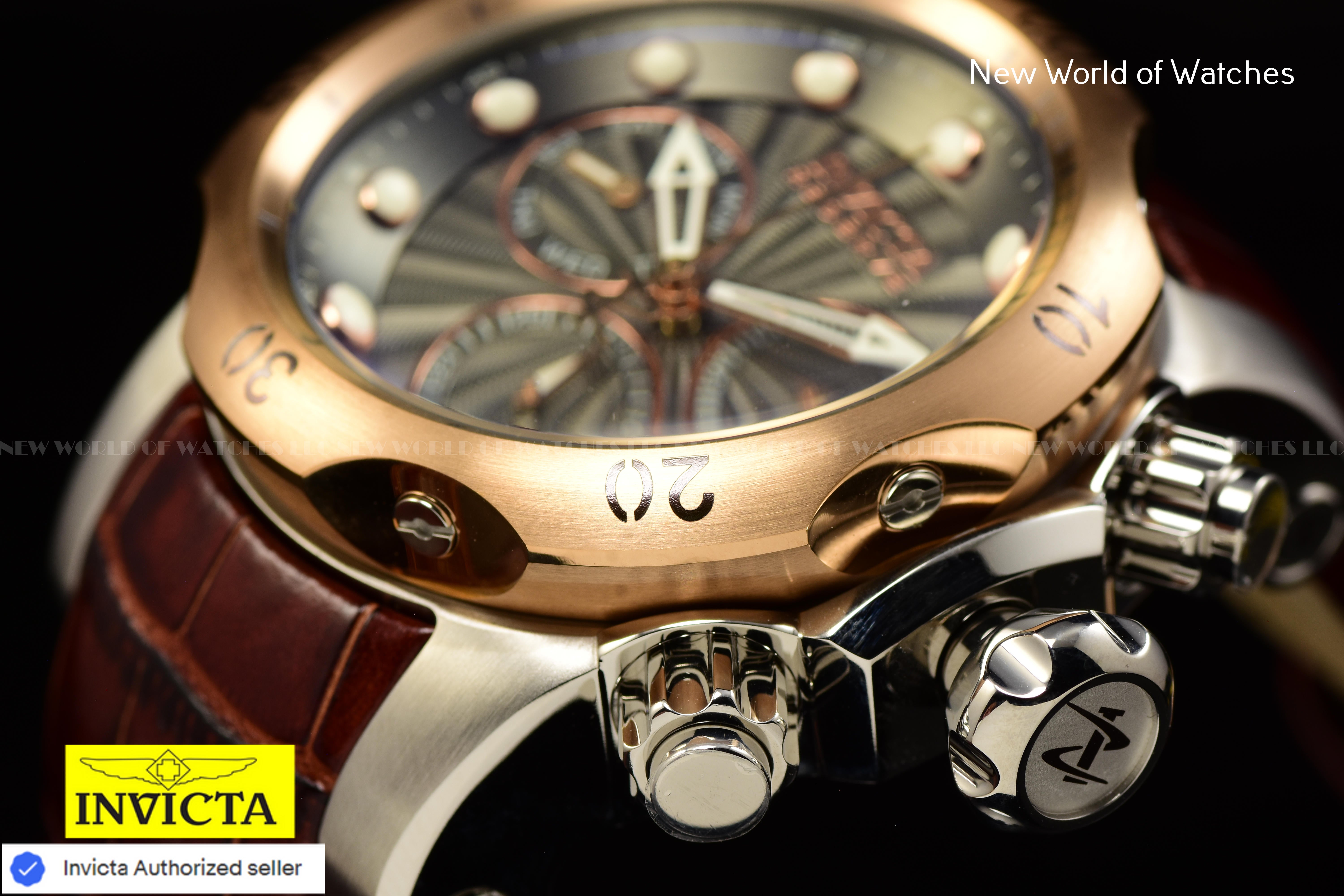 Invicta Men's Reserve Venom 53.7mm Gunmetal Rose Gold Chronograph Swiss Watch