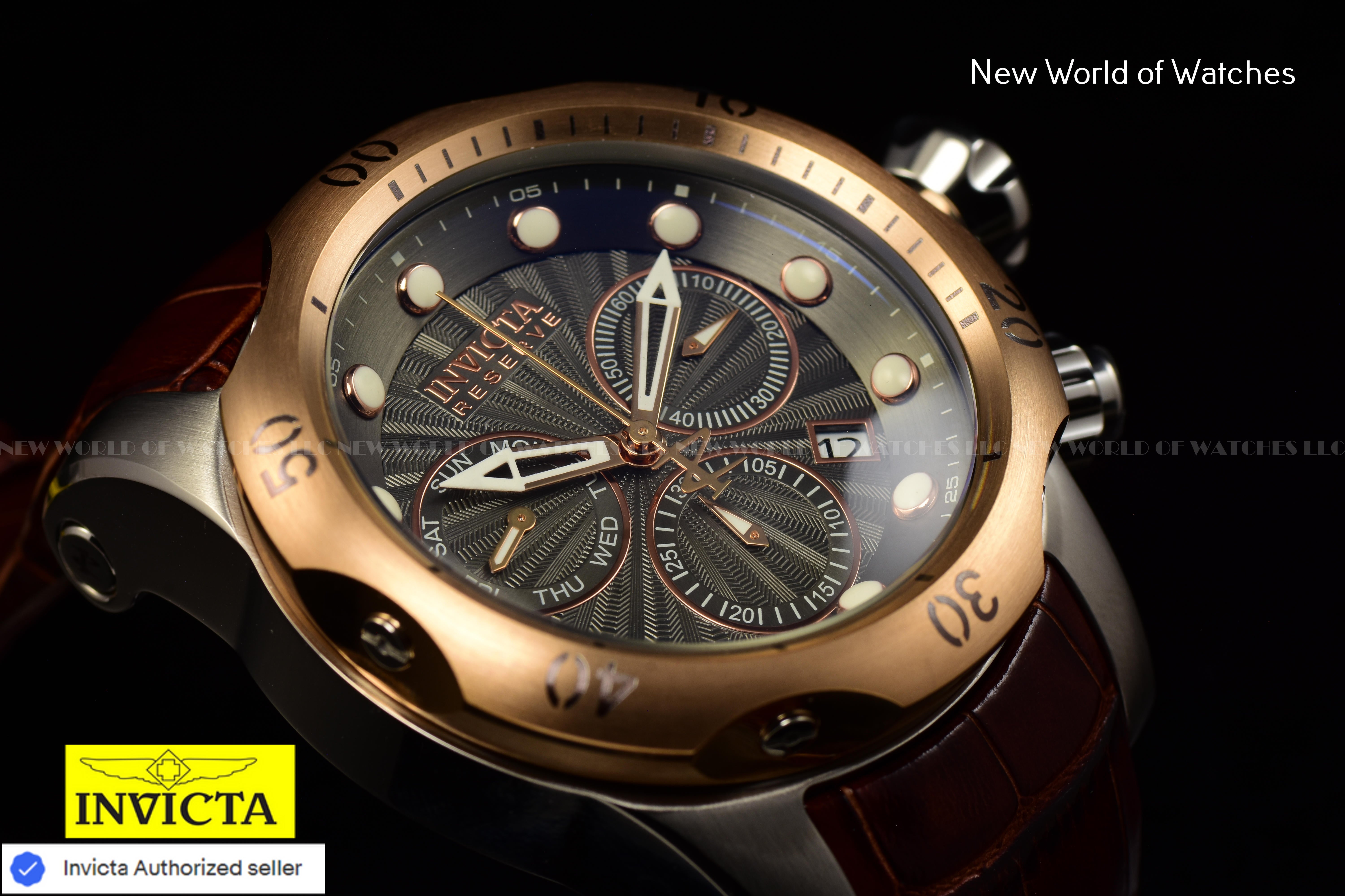 Invicta Men's Reserve Venom 53.7mm Gunmetal Rose Gold Chronograph Swiss Watch