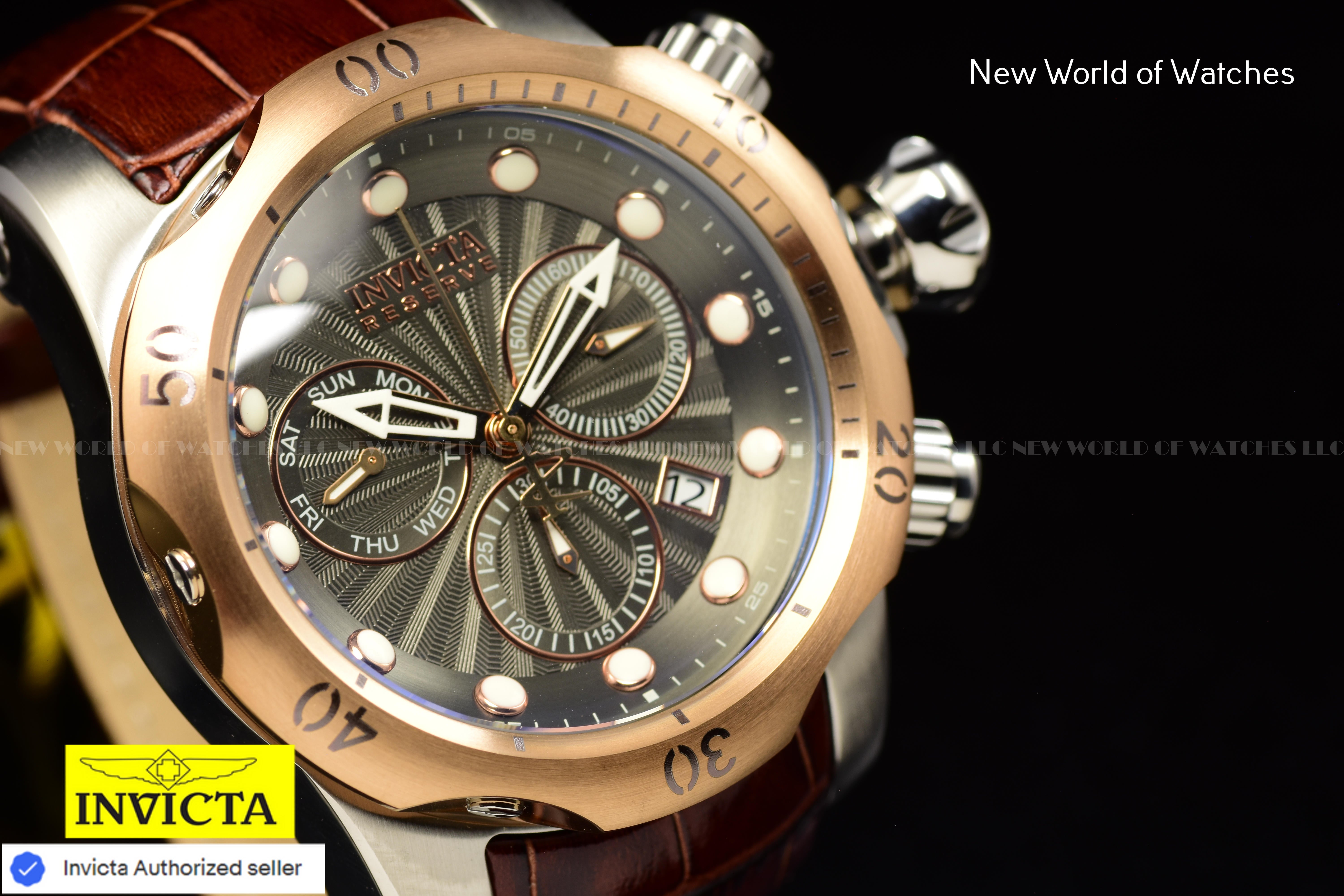 Invicta Men's Reserve Venom 53.7mm Gunmetal Rose Gold Chronograph Swiss Watch