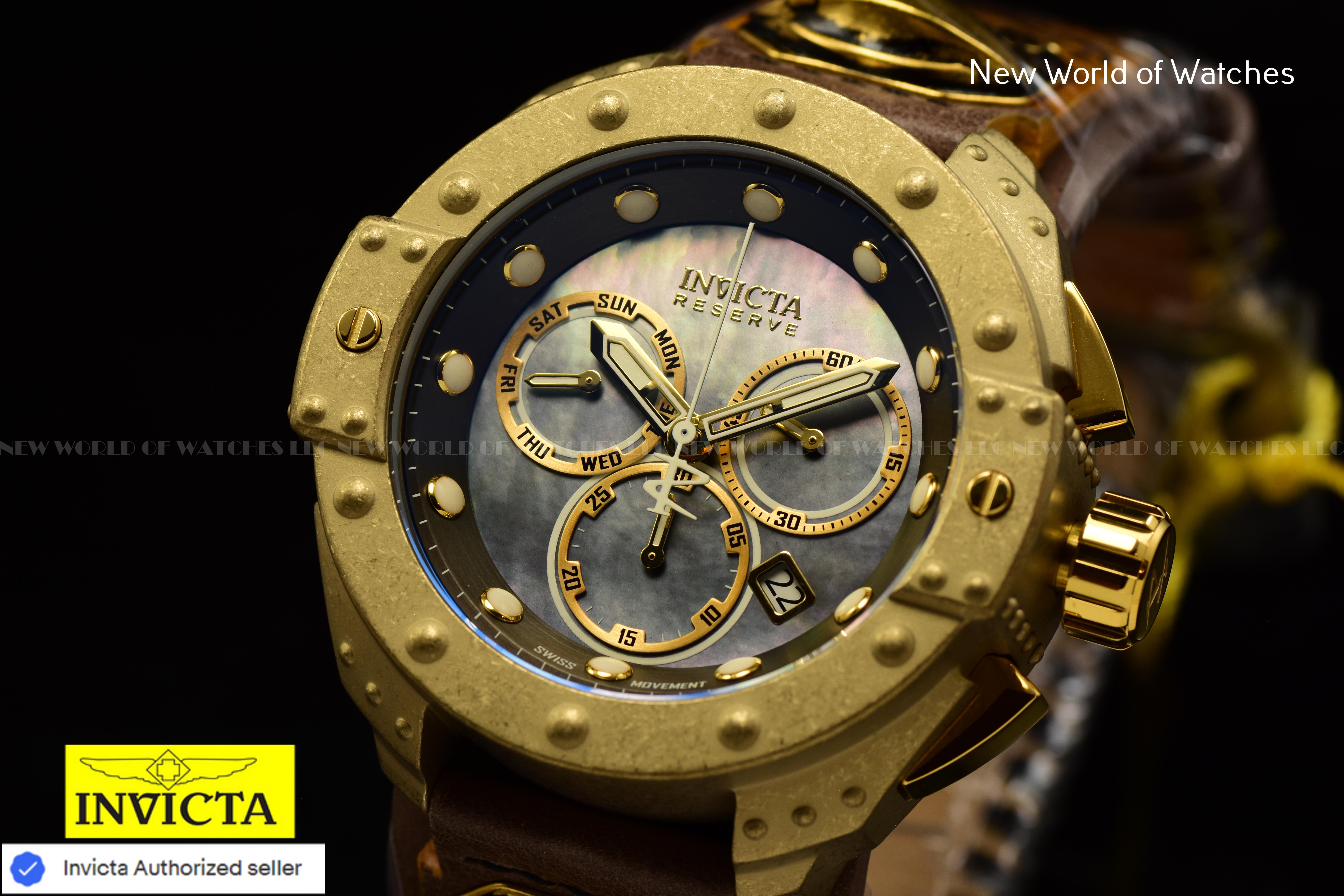 EXTREME RARE Invicta Men's Reserve AKULA 52mm MOP PIRATE Swiss Chronograph Watch