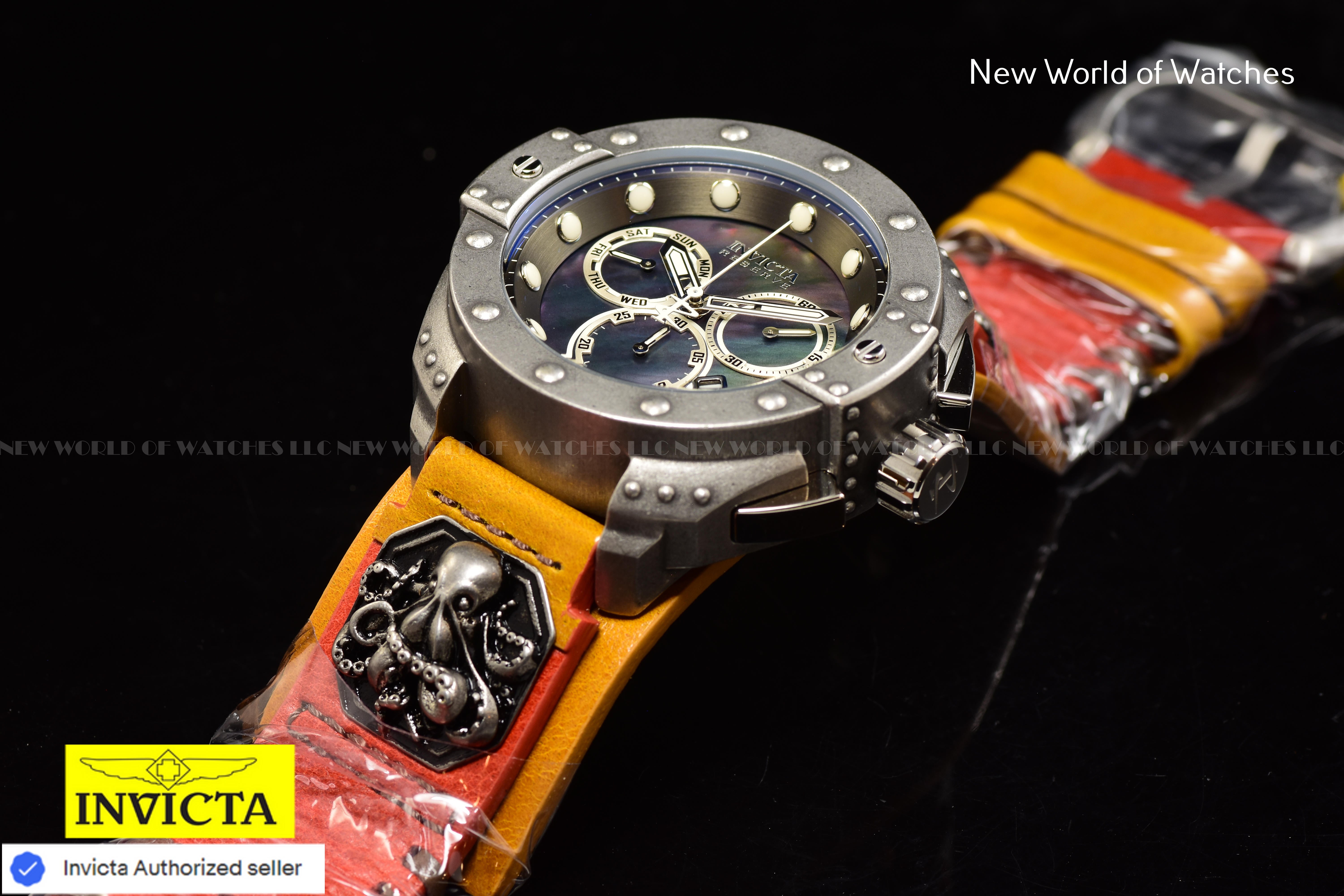 EXTREME RARE Invicta Mens Reserve AKULA Swiss MOP OCTOPUS 52mm Chronograph Watch