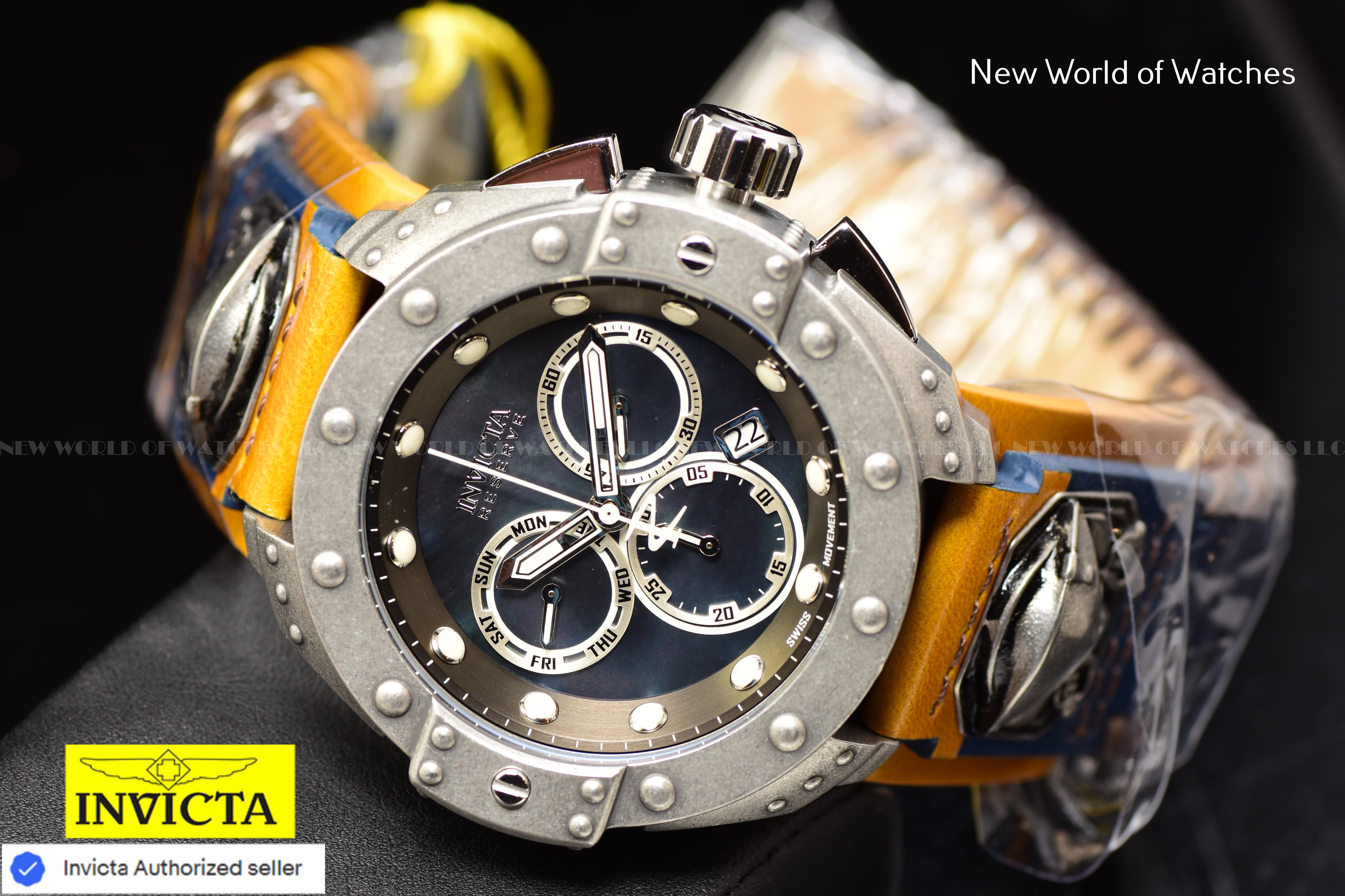 RARE Invicta Men's Reserve AKULA 52mm PIRATE SKULL Swiss MOP Chronograph Watch