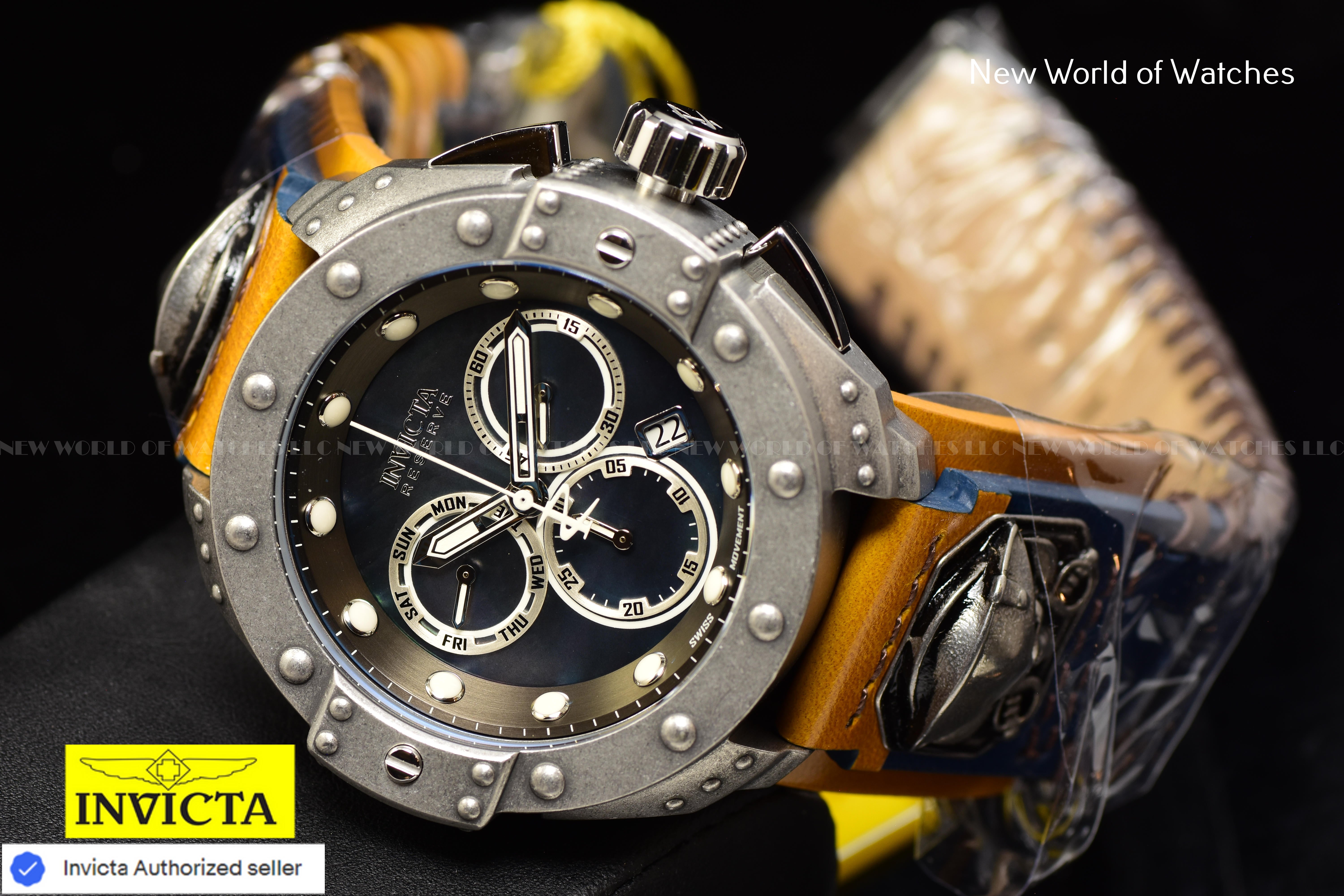 RARE Invicta Men's Reserve AKULA 52mm PIRATE SKULL Swiss MOP Chronograph Watch