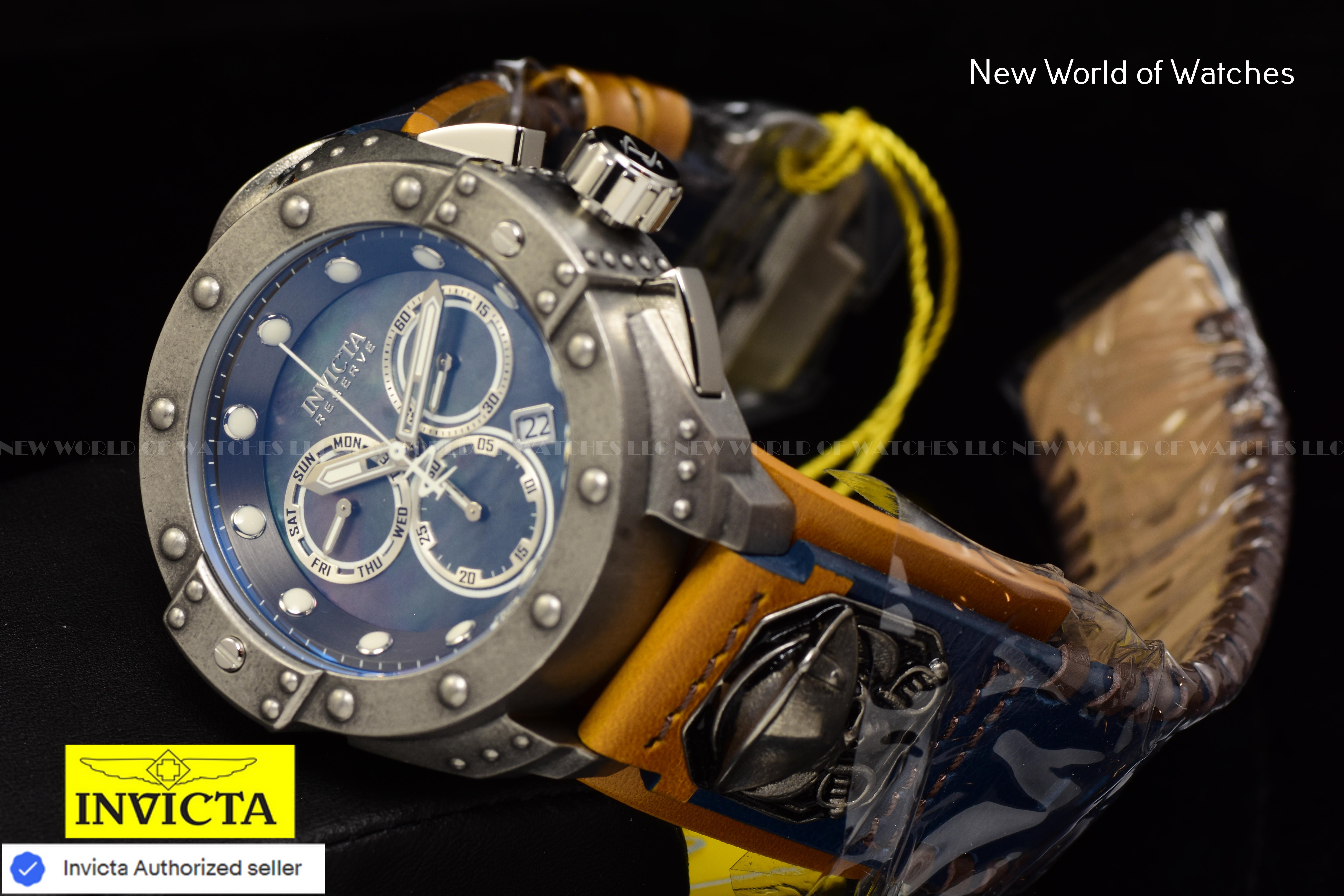 RARE Invicta Men's Reserve AKULA 52mm PIRATE SKULL Swiss MOP Chronograph Watch